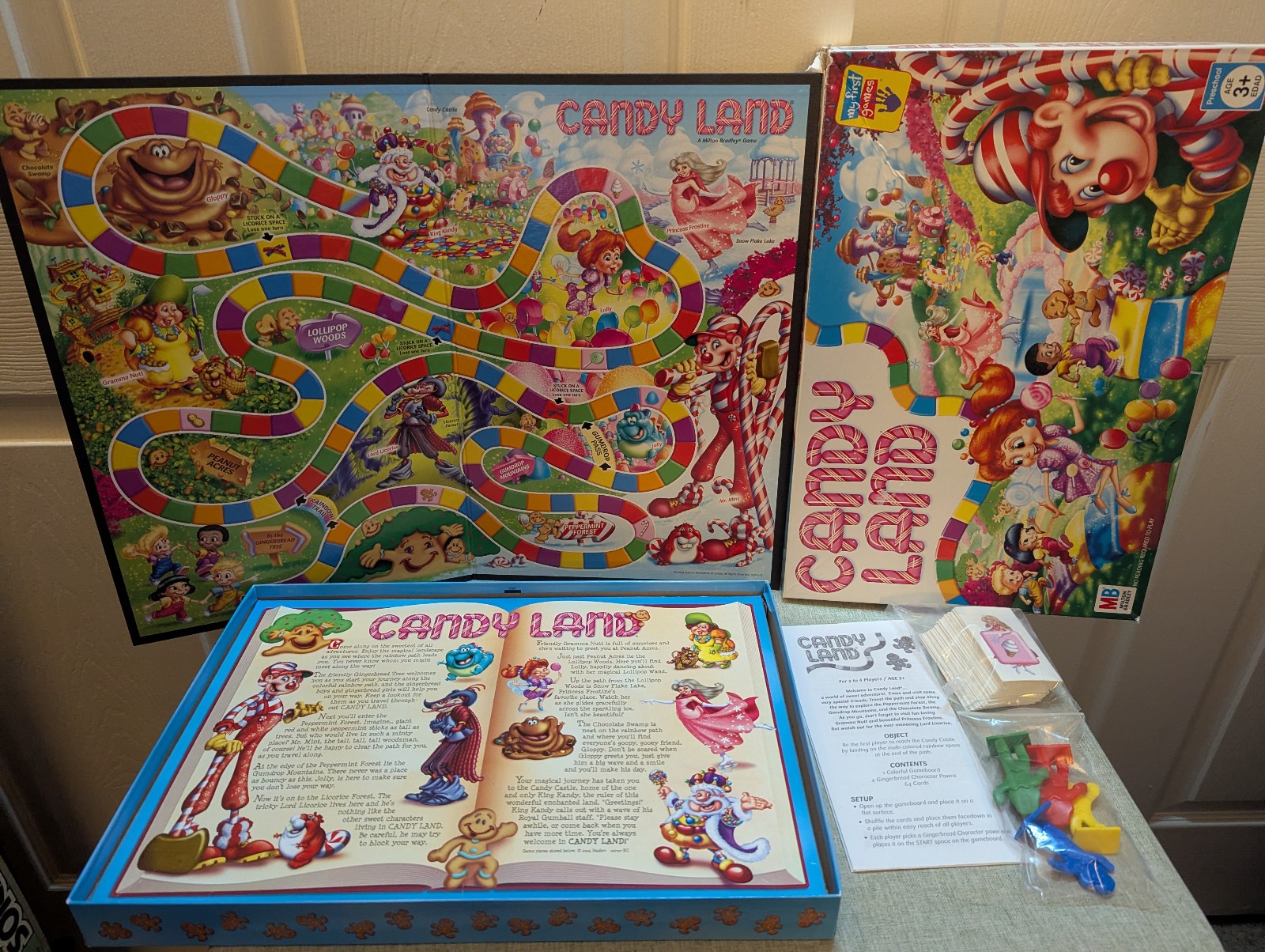 Complete 2005 Hasbro Milton Bradley Candy Land Board Game – 64 Cards & 4 Figures