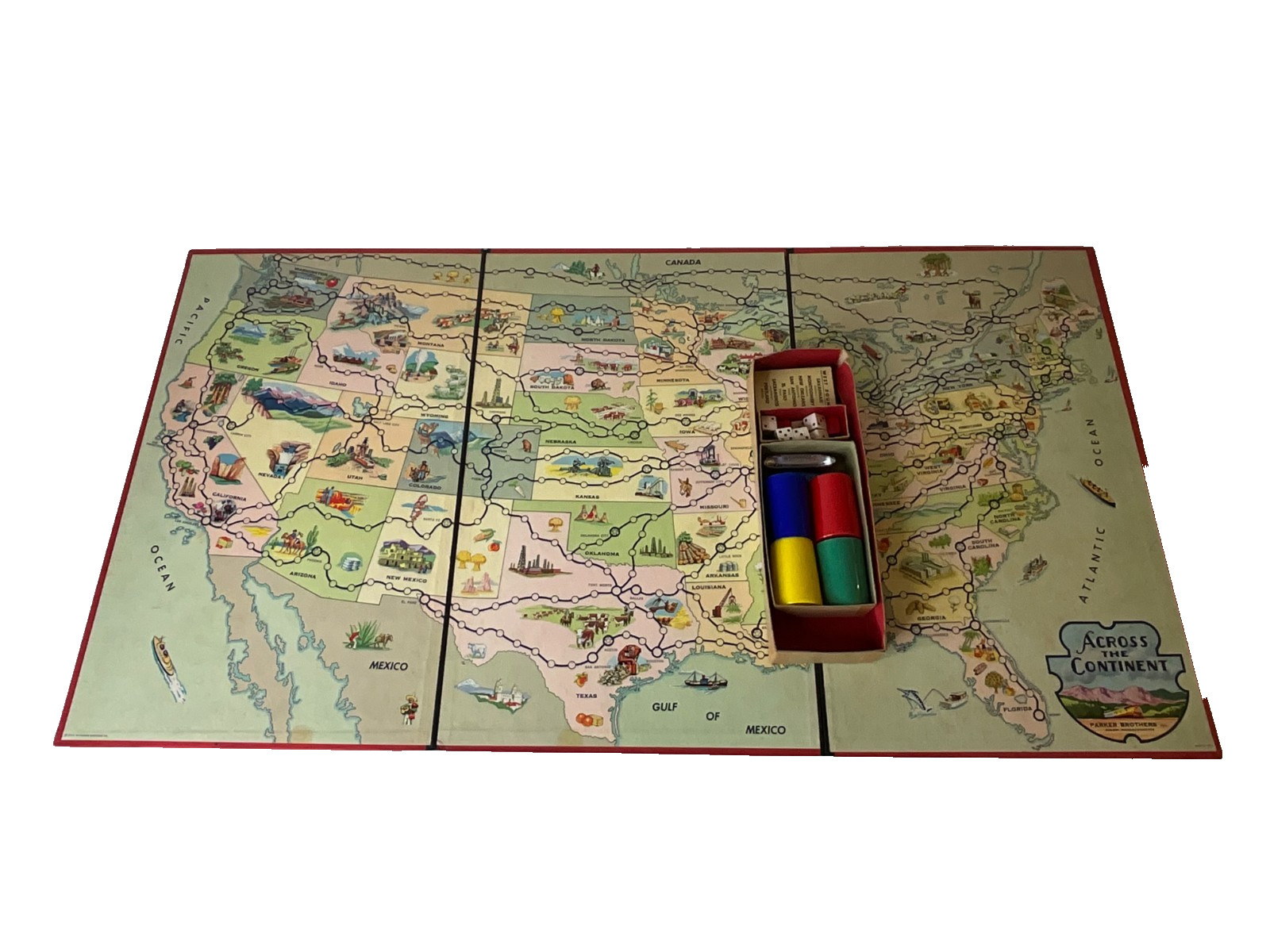 Vintage Across The Continent The United States 1952 Board Game Parker Brothers