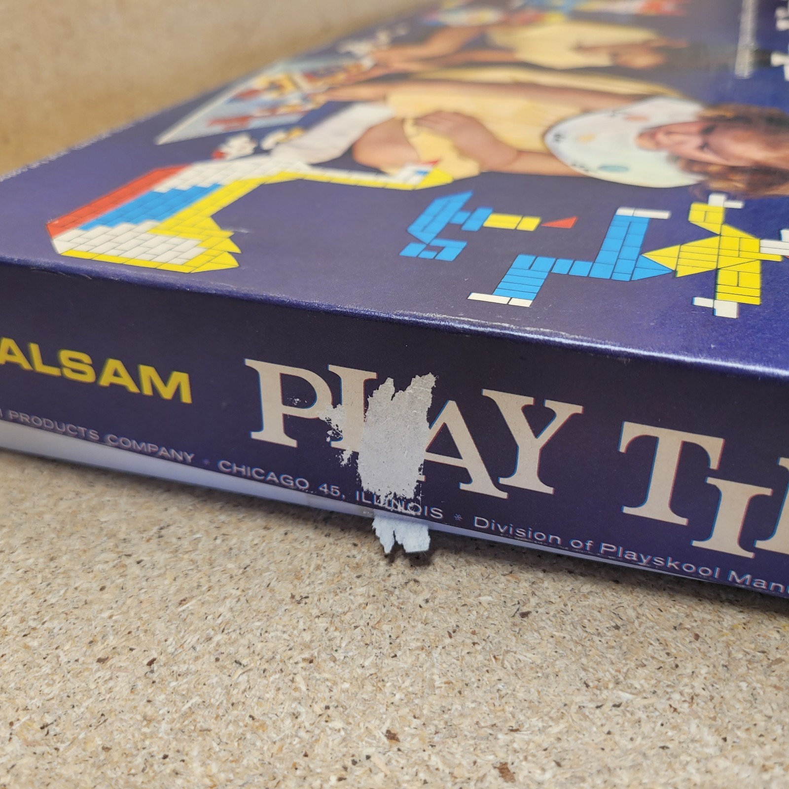 Vintage Halsam Play Tiles – Plastic Peg Board 221 Colored Pieces & Picture Guide