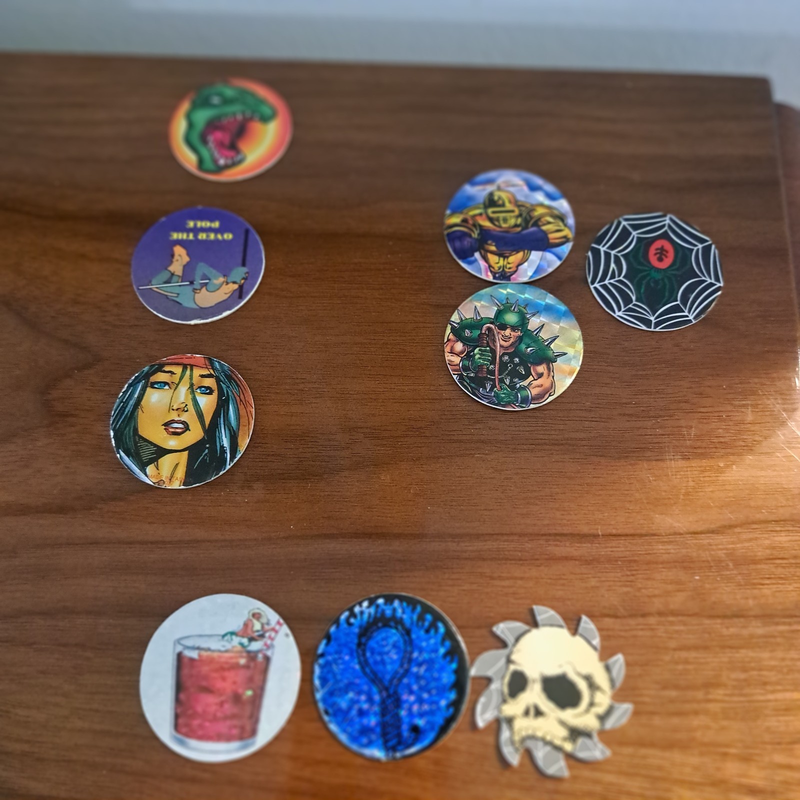 Vintage Pogs Lot 9 Assorted Milk Caps Slammers Collectors 90s Nostalgia