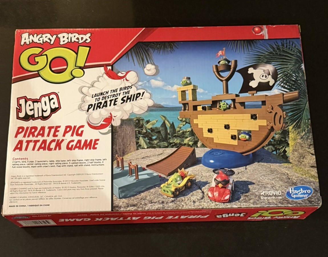 Hasbro Gaming Angry Birds Go! Jenga Pirate Pig Attack Skill & Action Game 2013