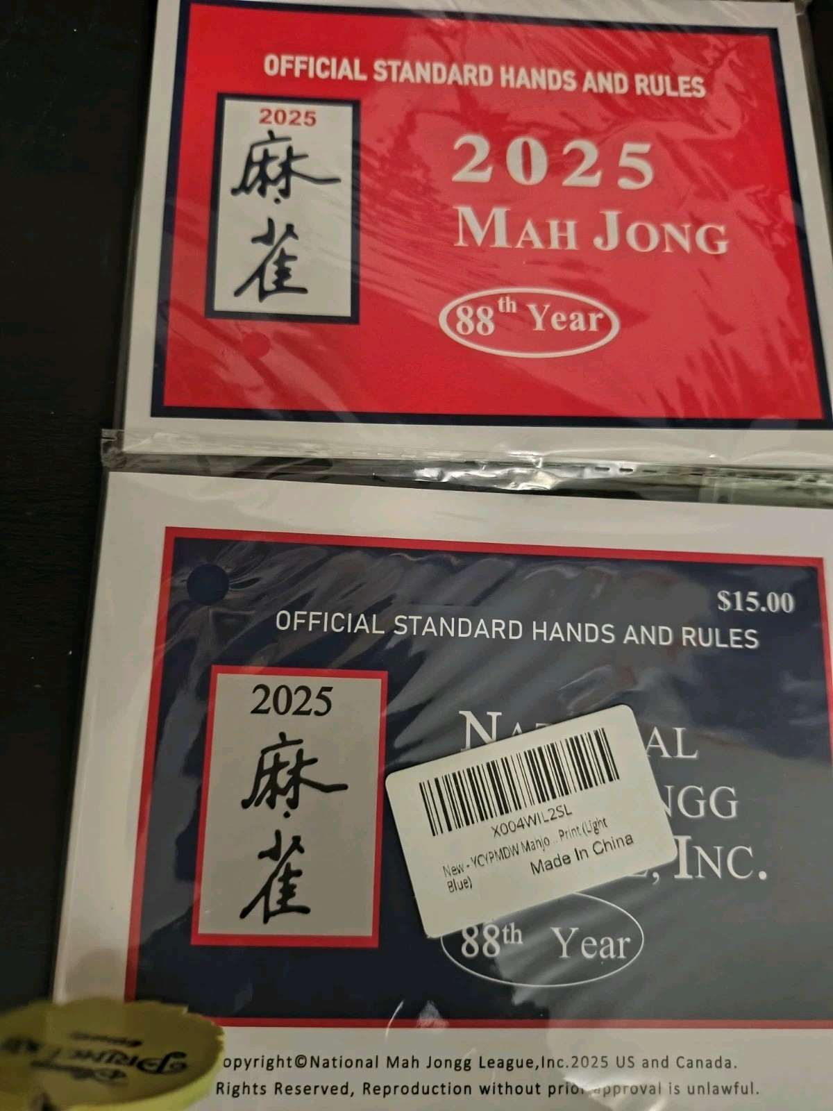 Mahjong Cards 2025, 2pcs Official Revision- Large Print, Easy-to-Read – Ameriica