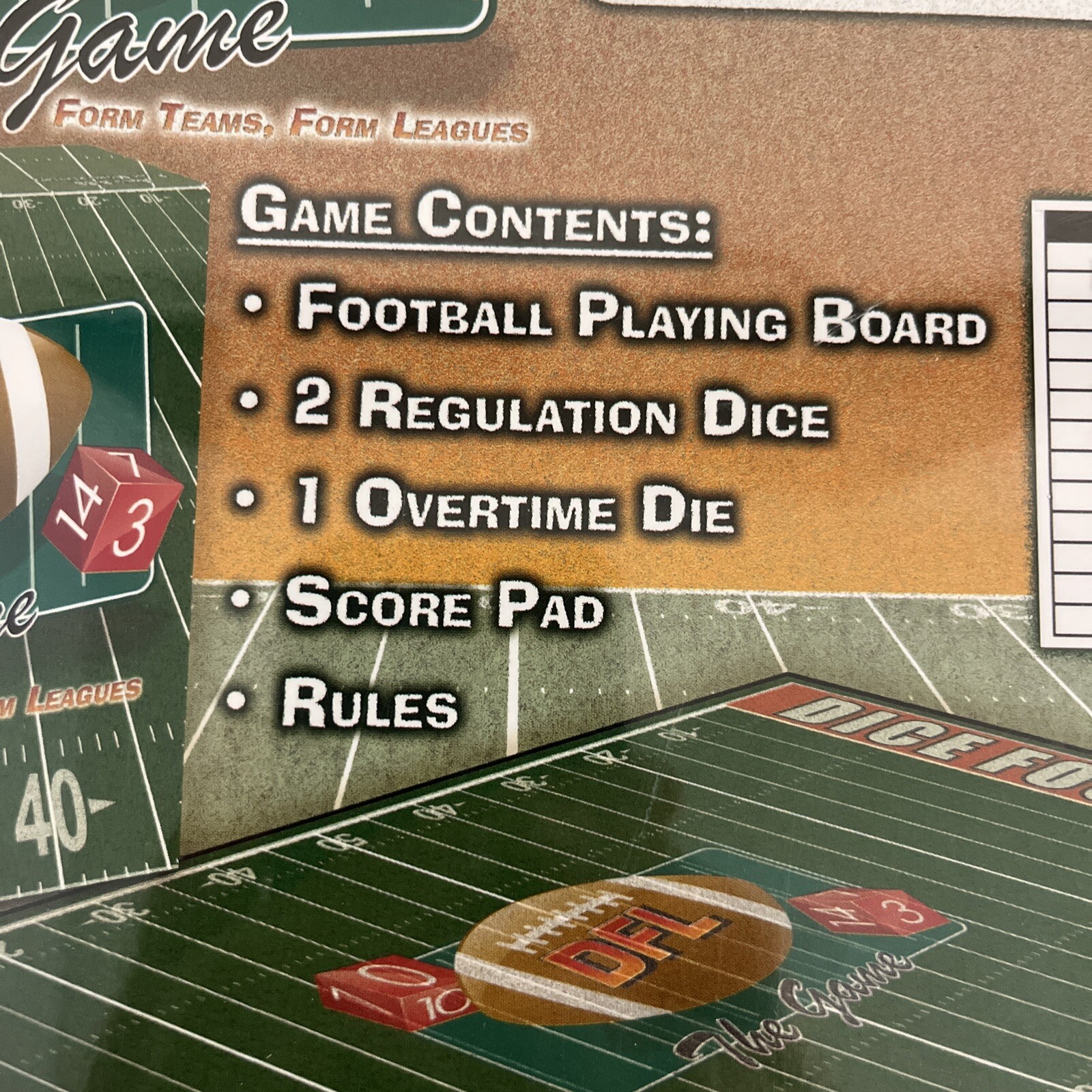 DFL Dice Football League The Game Form Teams Leagues Ages 8 + 2 or More Players