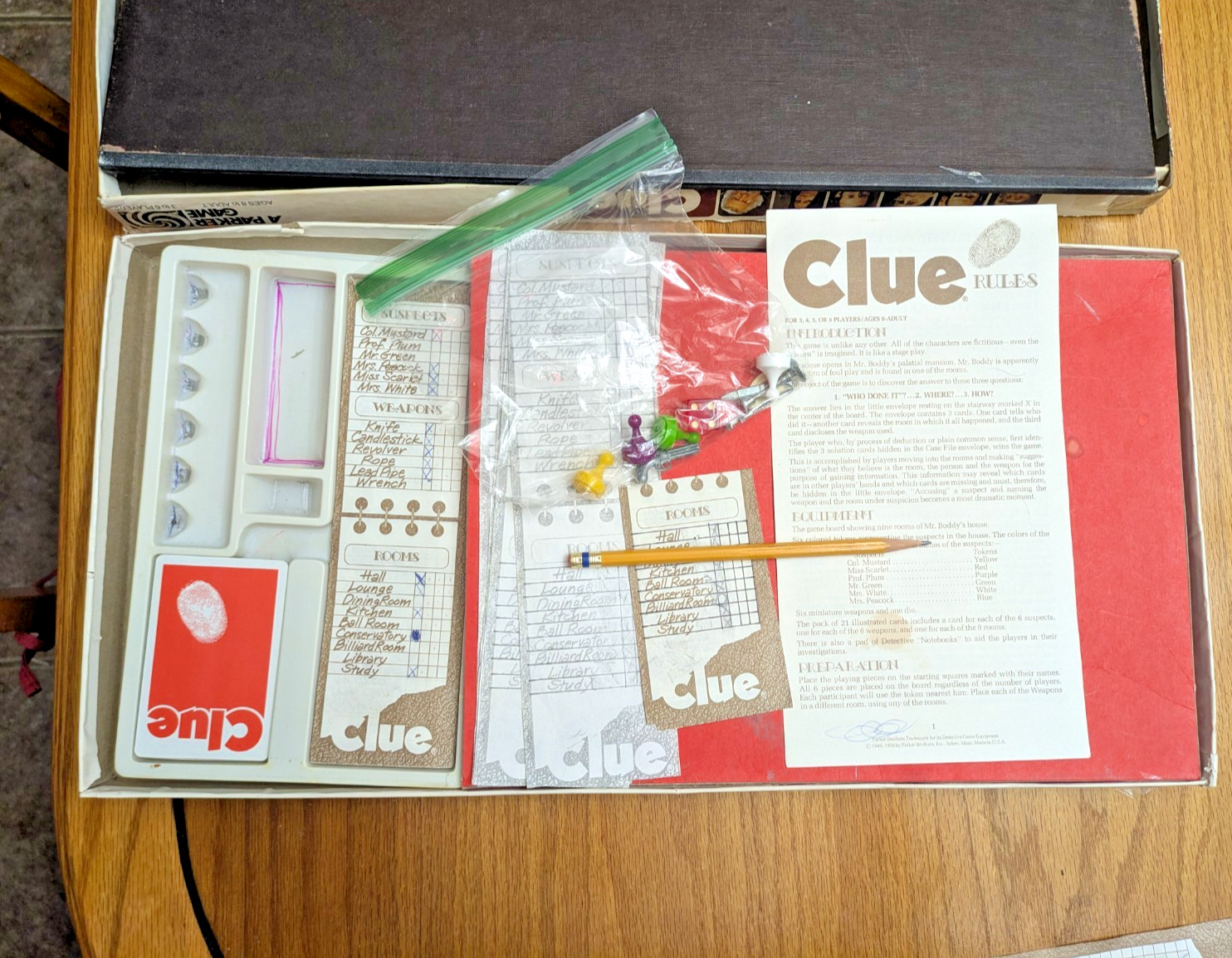 Vintage 1972 Parker Brothers Detective Board Game CLUE No. 45 – Complete