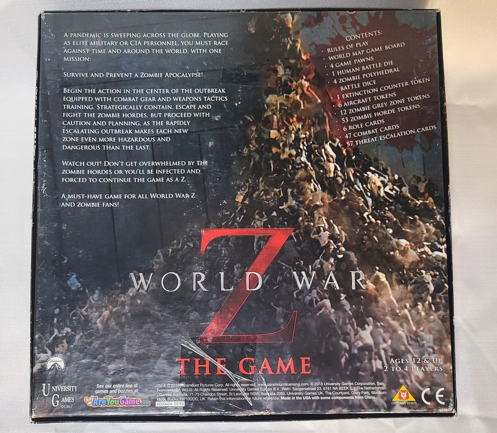 World War Z The Board Game Zombies University Games Tactical Movie Game