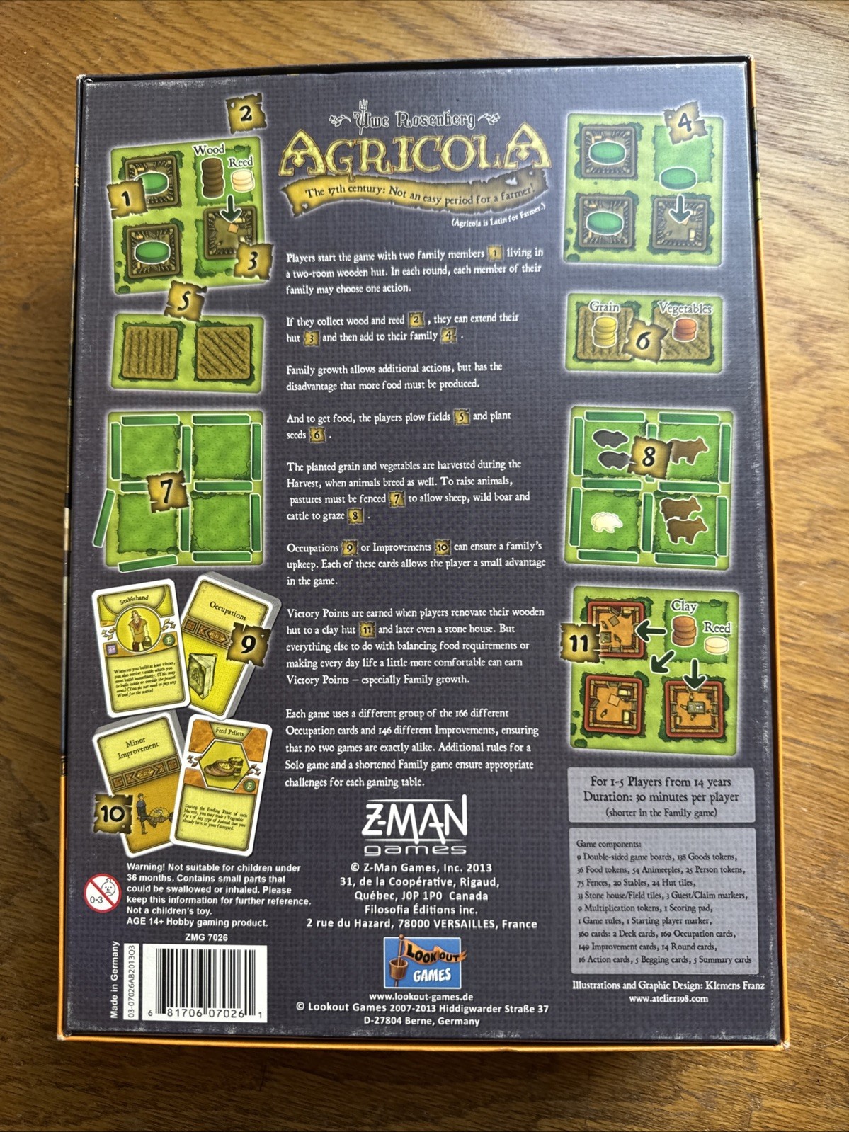 Agricola Board Game Revised Edition Lookout Games |Wood Animeeples|New Open Box