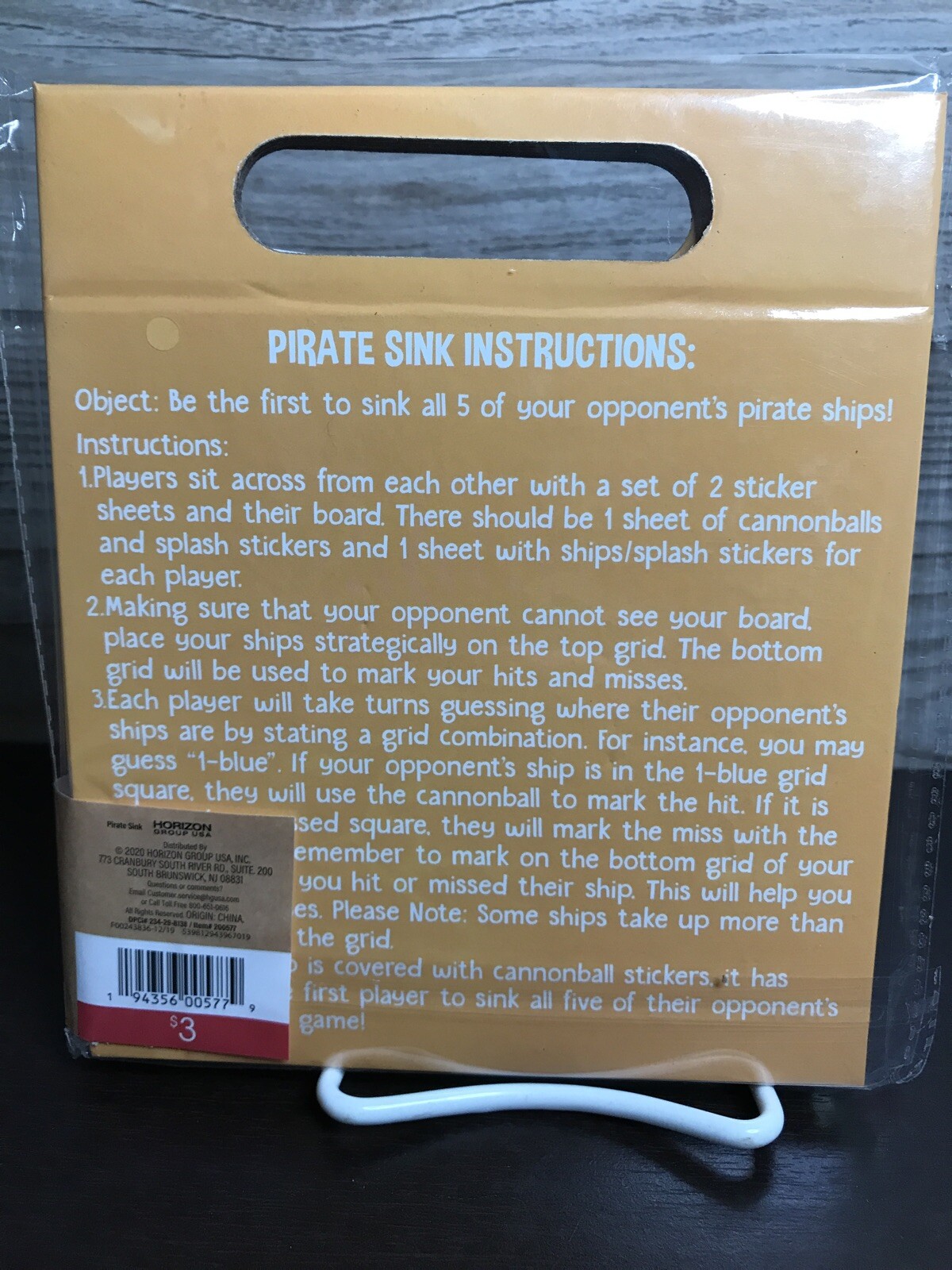 Games On The Go Pirate Sink!! Ages 3& Up A Game Of Battling Ships