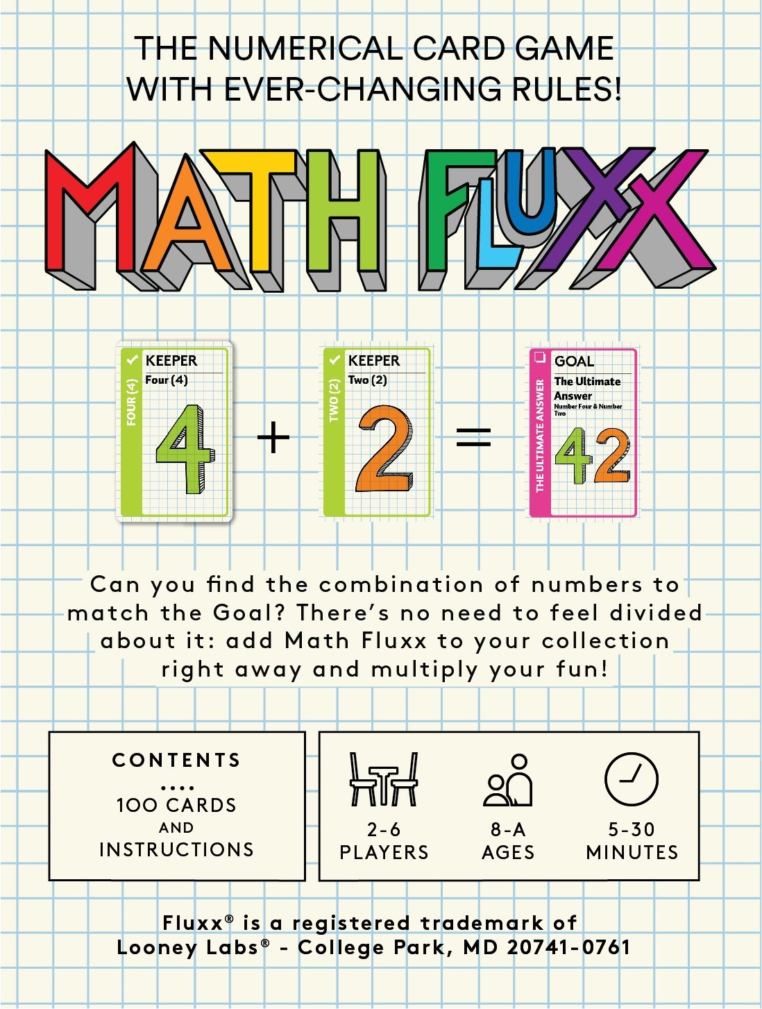 Math Fluxx Card Game for Kids and Adults Fun Educational Family Game Night
