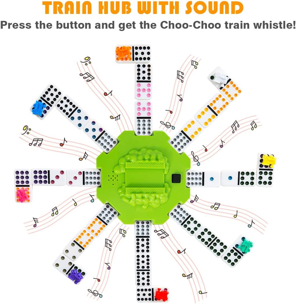 Mexican Train Dominoes Set with Sound Effects, Mexican Train Dominoes Game for T