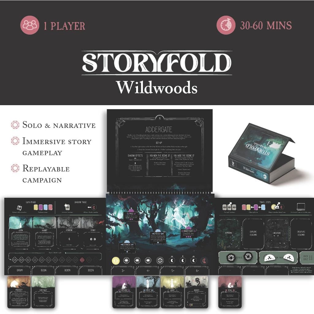 Storyfold: Wildwoods – Solo Narrative Adventure Board Game | 1 Player Board G…