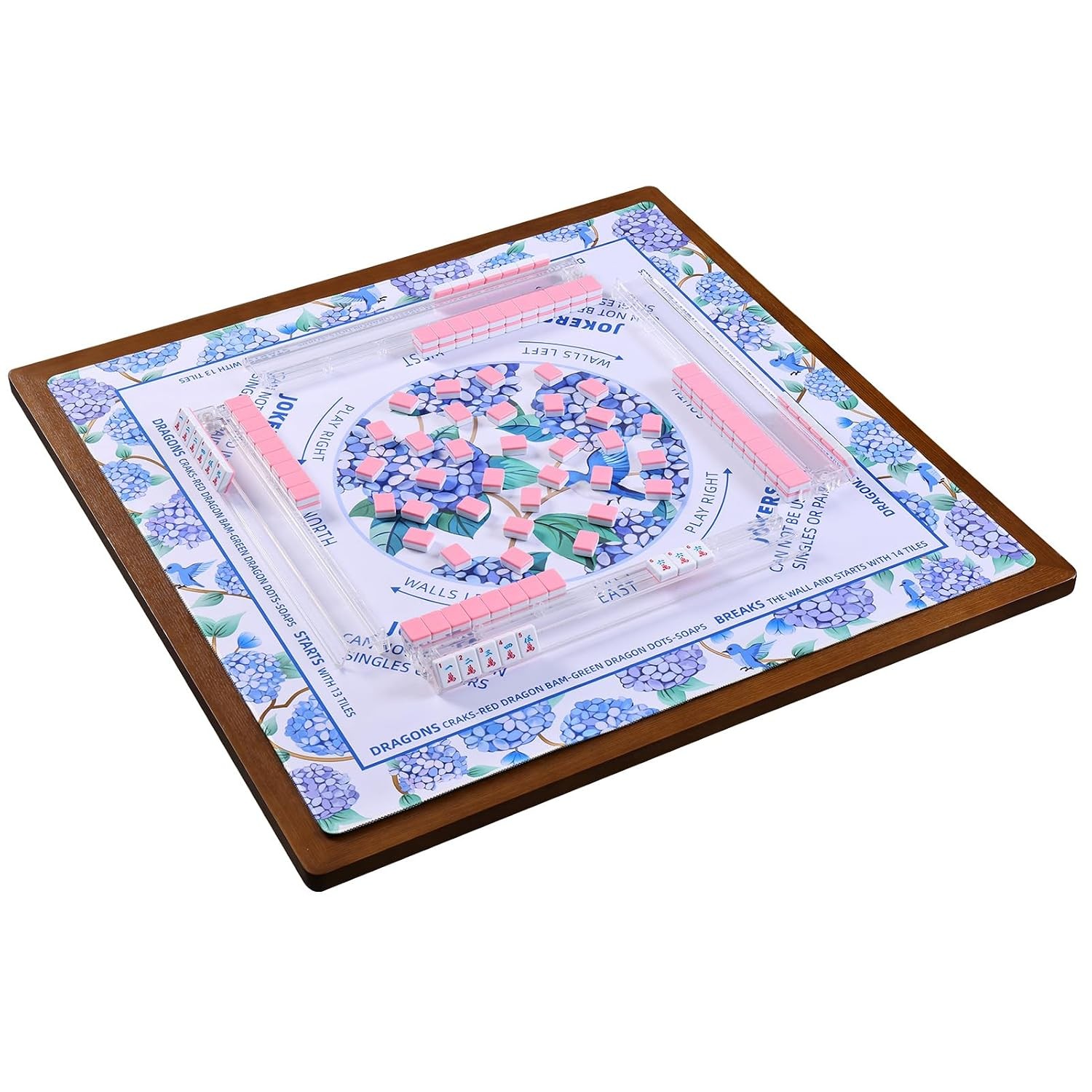 American Mahjong Tiles Clear Mahjong Rack Set with 4 Storage Pushers