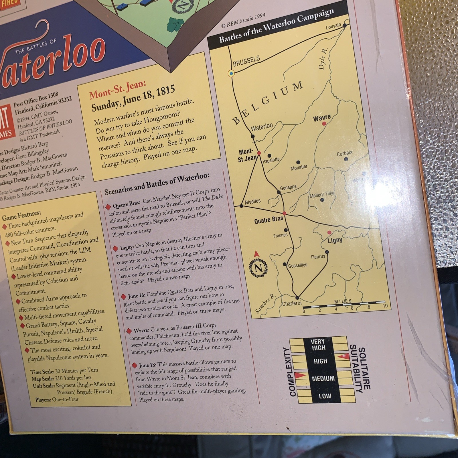 GMT 1994 – The Battles of WATERLOO game – June 16-18 1815 Napoleon UNPUNCHED