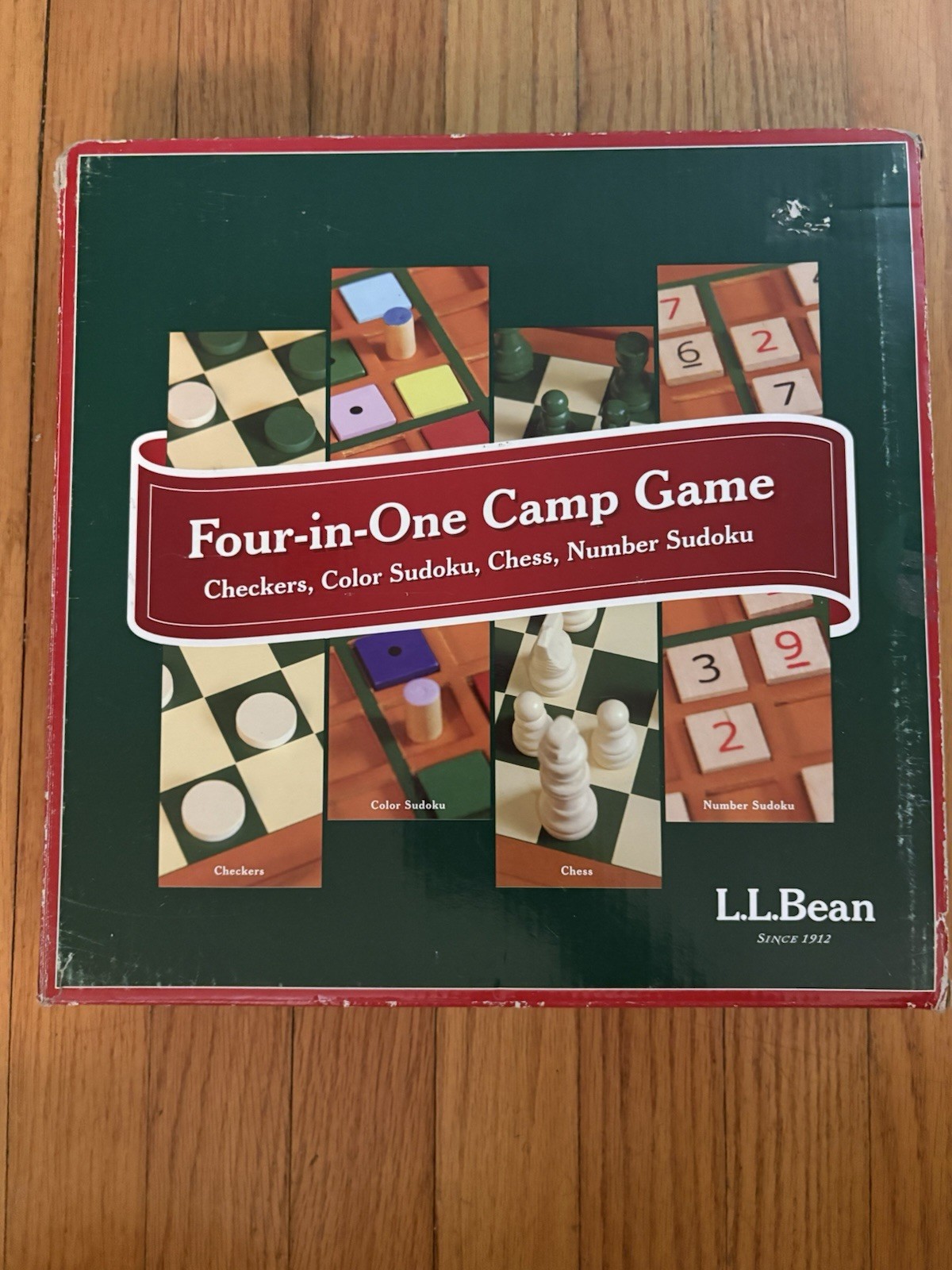 LL BEAN Four in One Game Board: Checkers, Color Sudoku, Chess & Number Sudoku