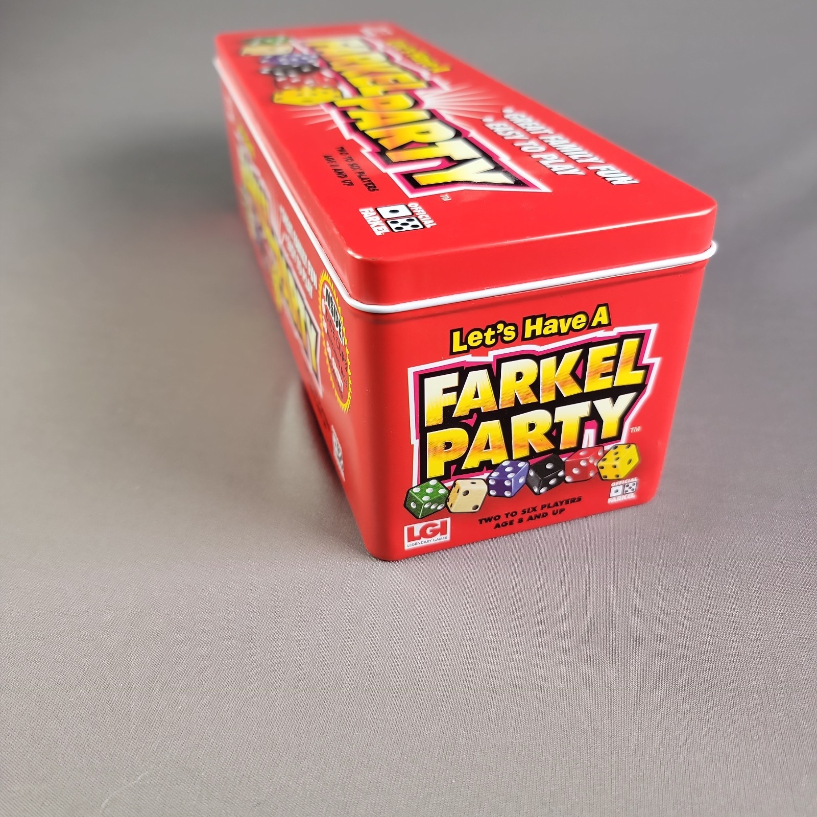 Farkel Party Dice Game Complete w. score cards & instructions original metal box