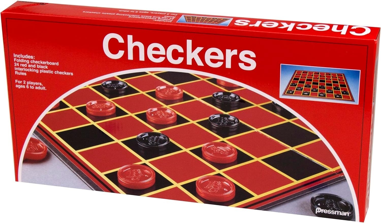 Checkers — Classic Game With Folding Board and Interlocking Checkers, 2 Players