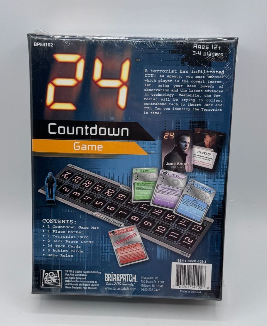 24 Countdown Board Game By Briarpatch Ages 12+ 3-4 Players Spy Detective Adventu