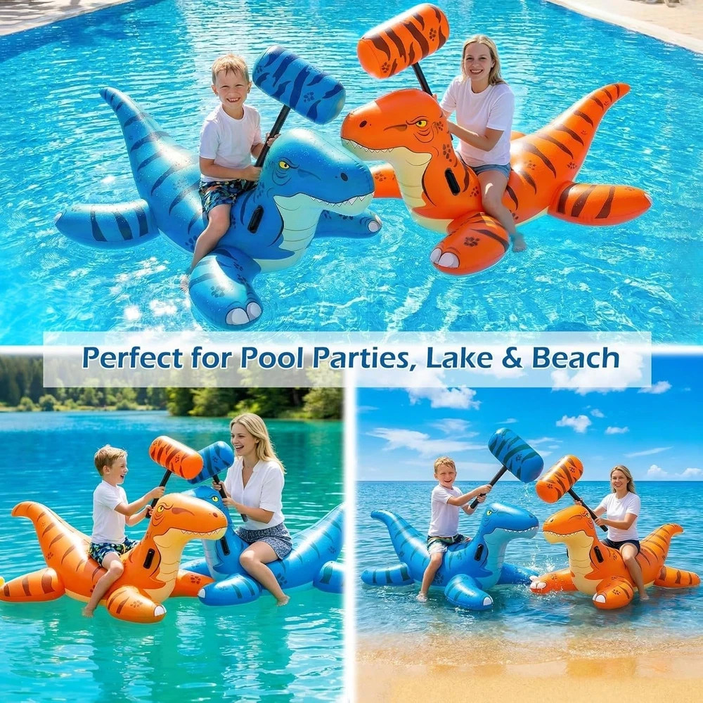 Pool Floats 2Pack Inflatable Dinosaur Ride On X Large Green Orange Jasonwell