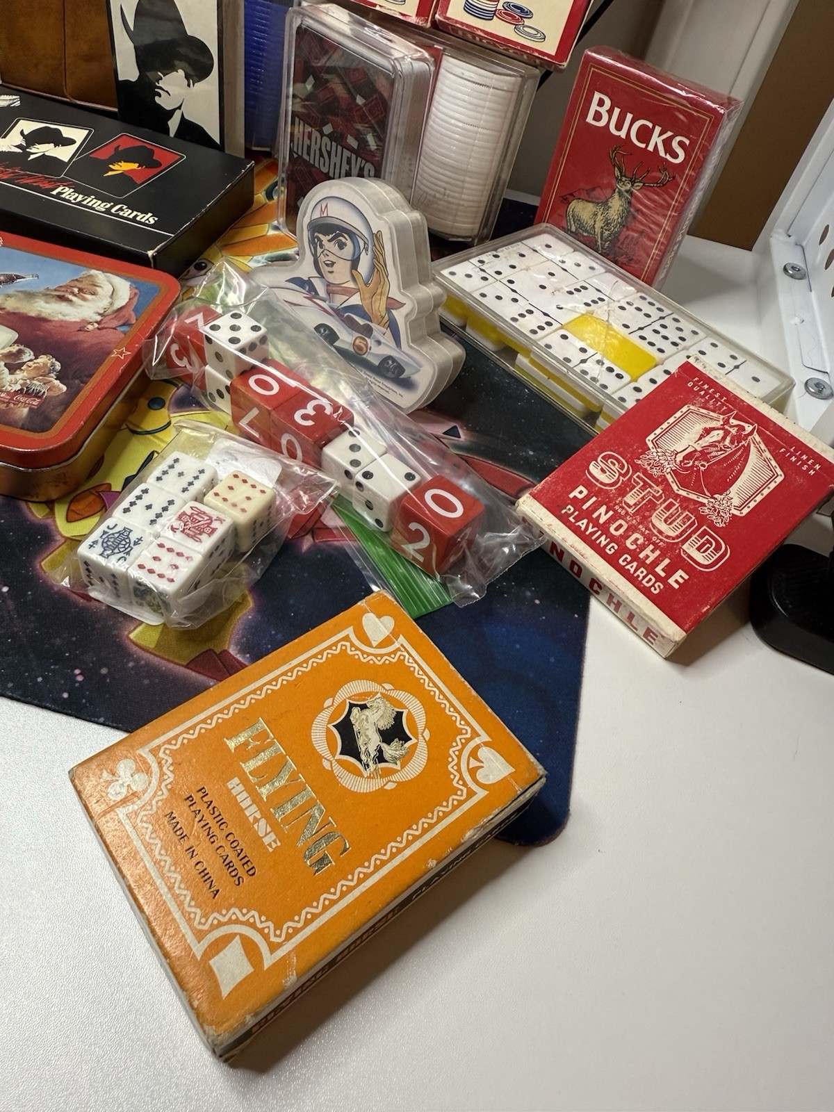 Huge Vintage Card Game & Casino Lot Dice Dominos Chess Checkers Bridge Chips