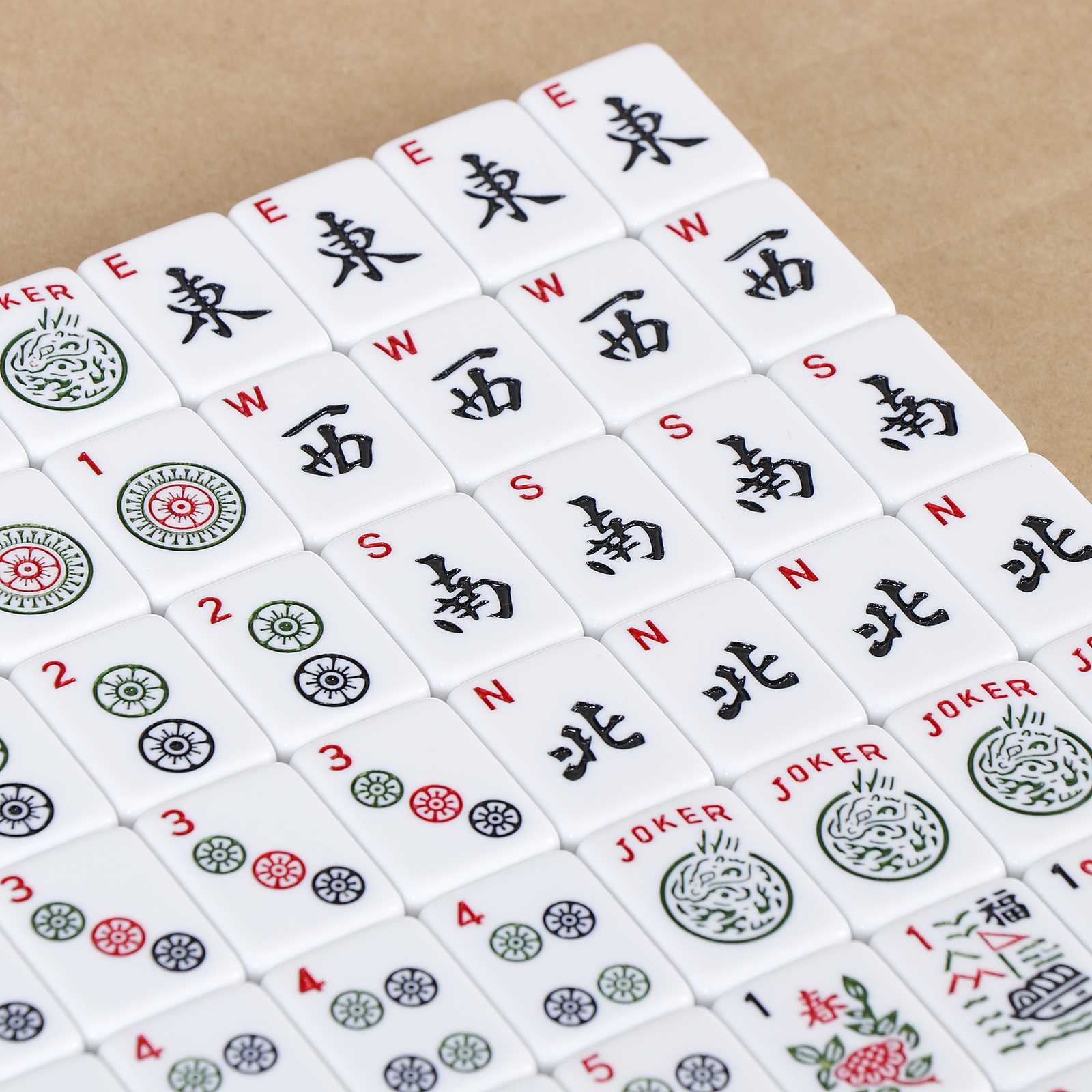 American Mahjong Set 166 Tiles 4 Color Complete Mah Jong Set Racks/Pushers w/Bag