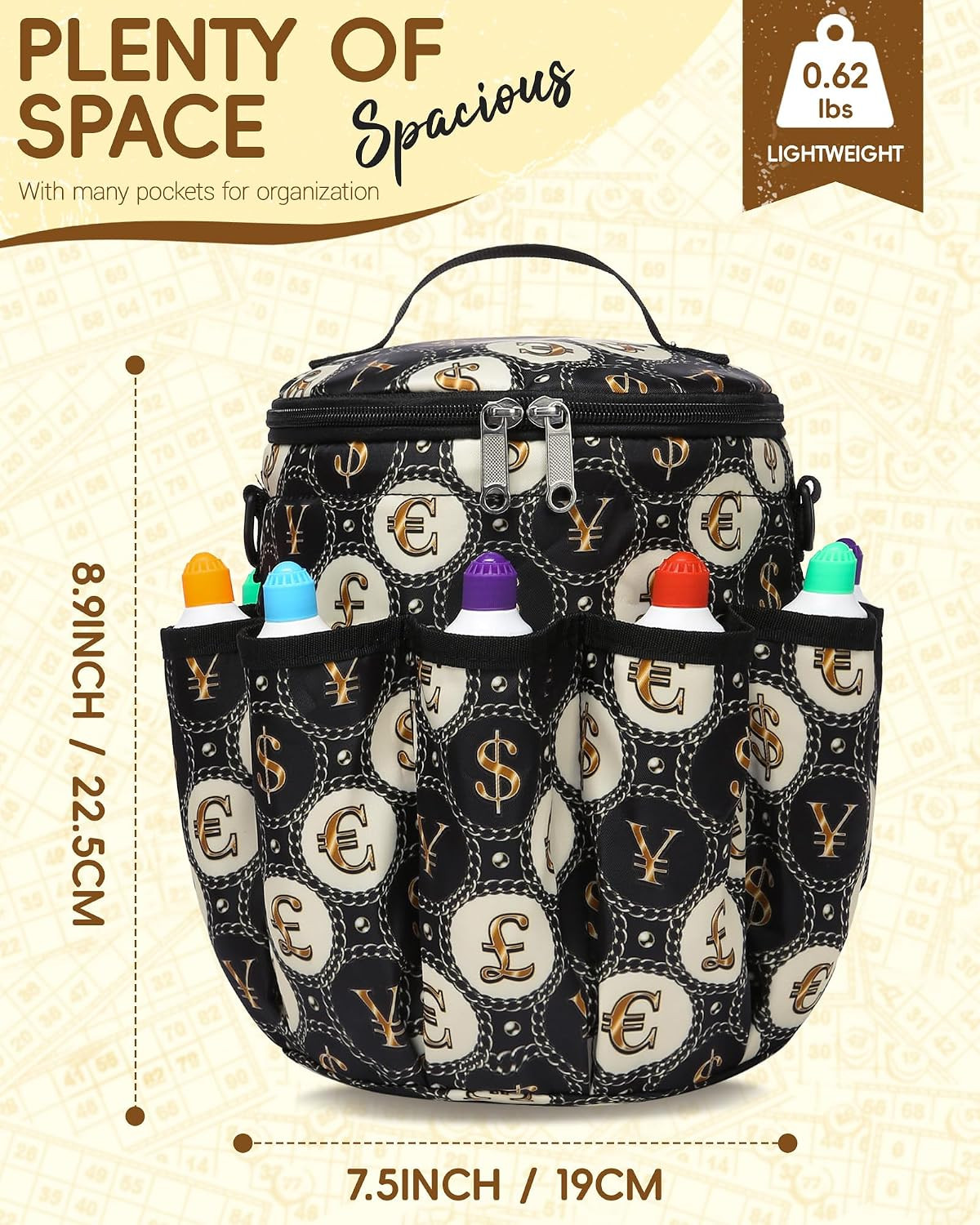 Bingo Bags with Pockets for Bingo Daubers Dabbers Dobbers Dotters Bingo Bag for