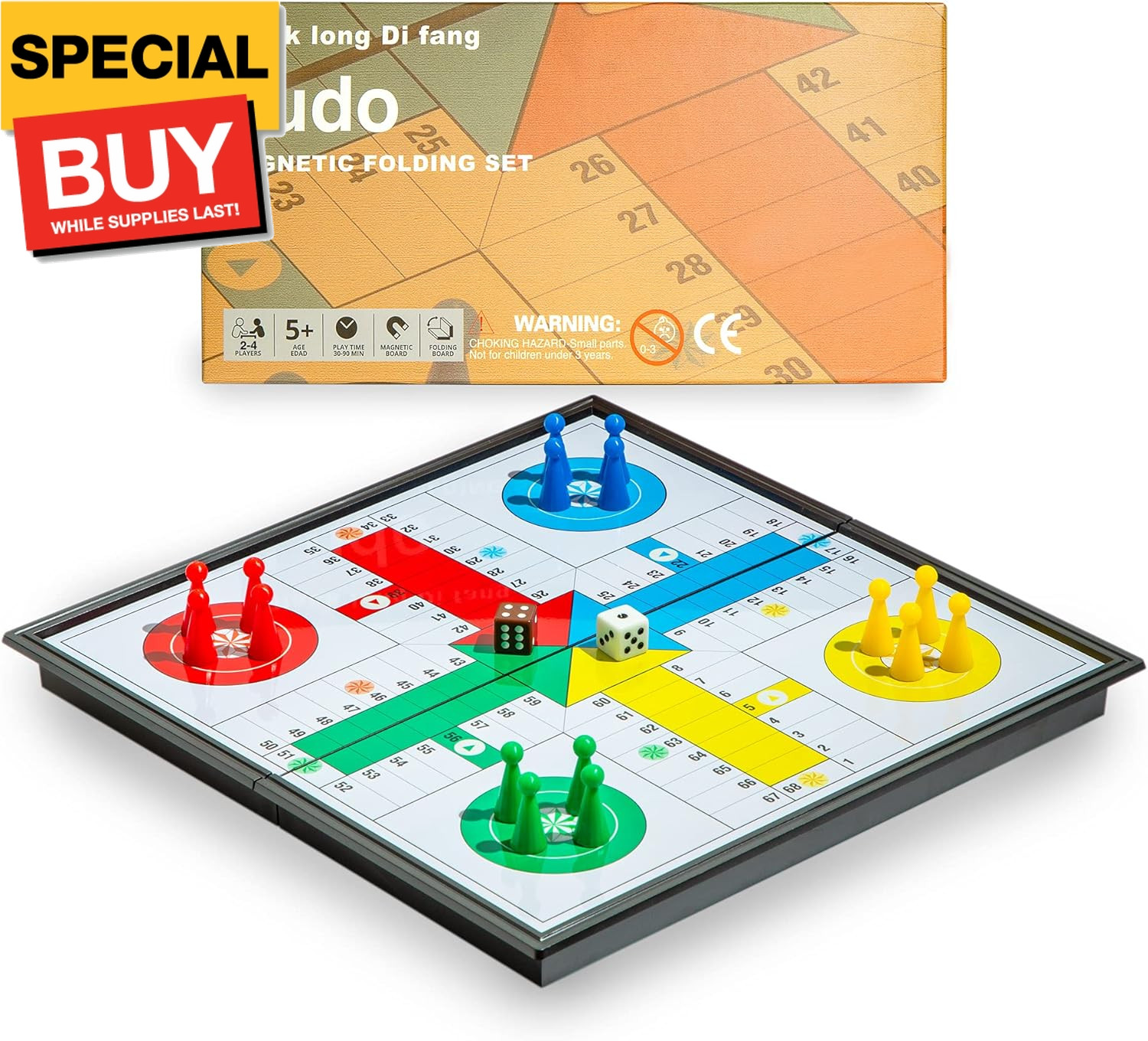 Ludo Magnetic Folding Travel Board Game Set – 9.75 Inches