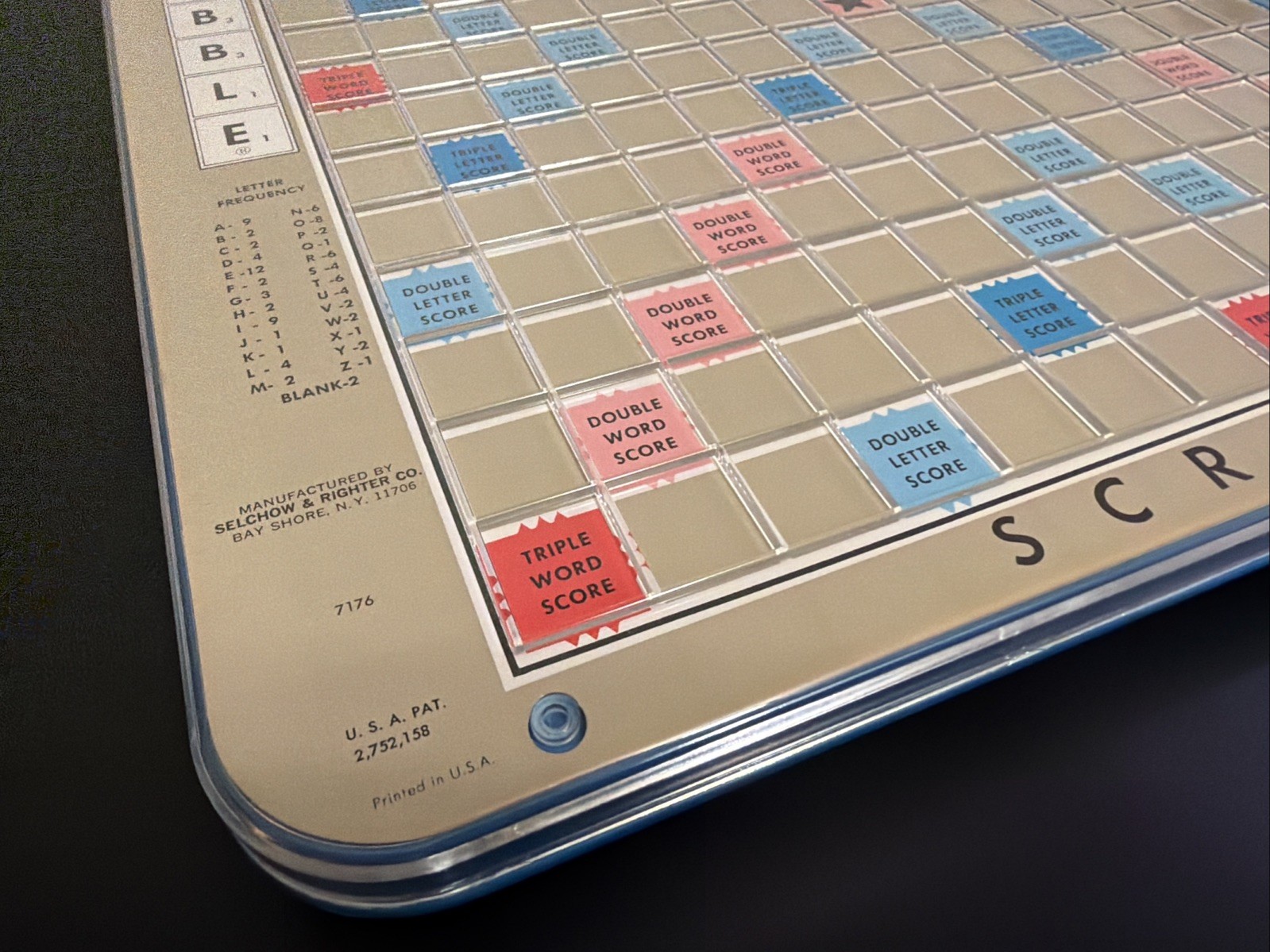 Vintage 1948 Scrabble Rotating Game Board Blue Turntable Lazy Susan No Tiles