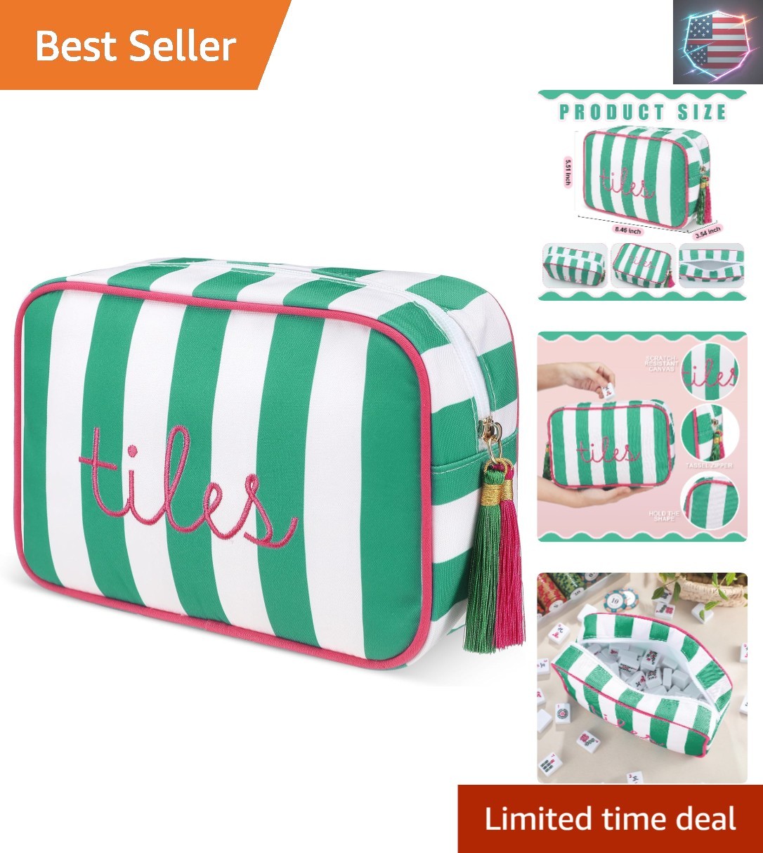 Mahjong Tile Bag with Zipper, Mahjong Storage Pouch Mah Jong Bags for Tiles B…