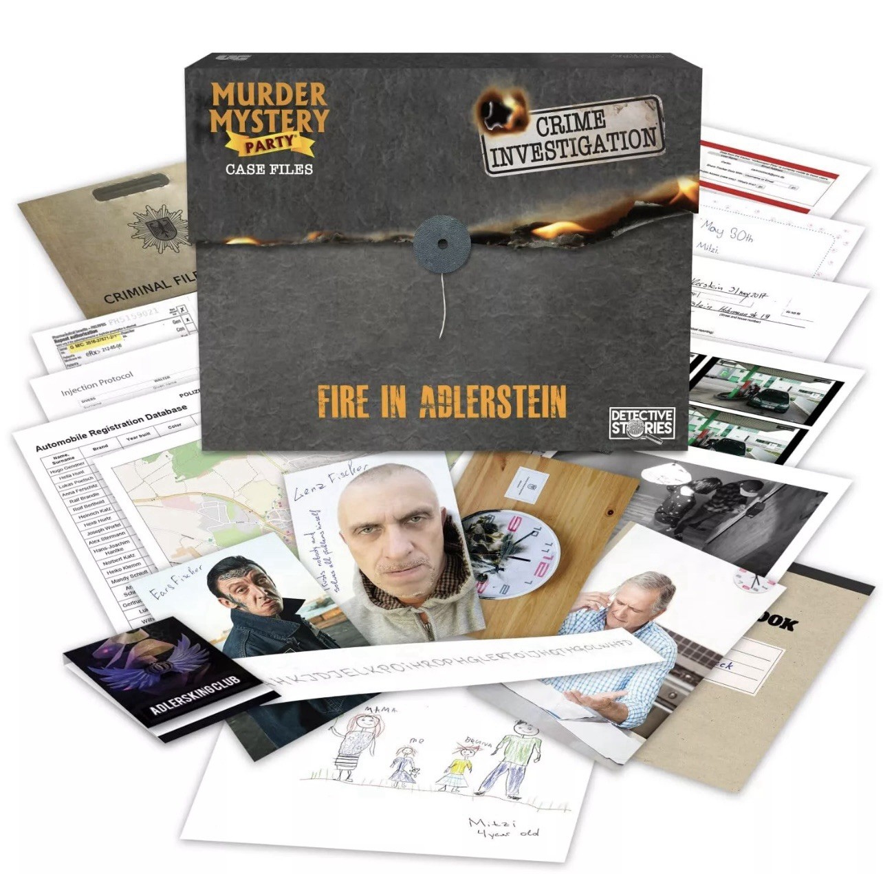 NEW Murder Mystery Party Case Files: Fire in Adlerstein for 1 or More Players