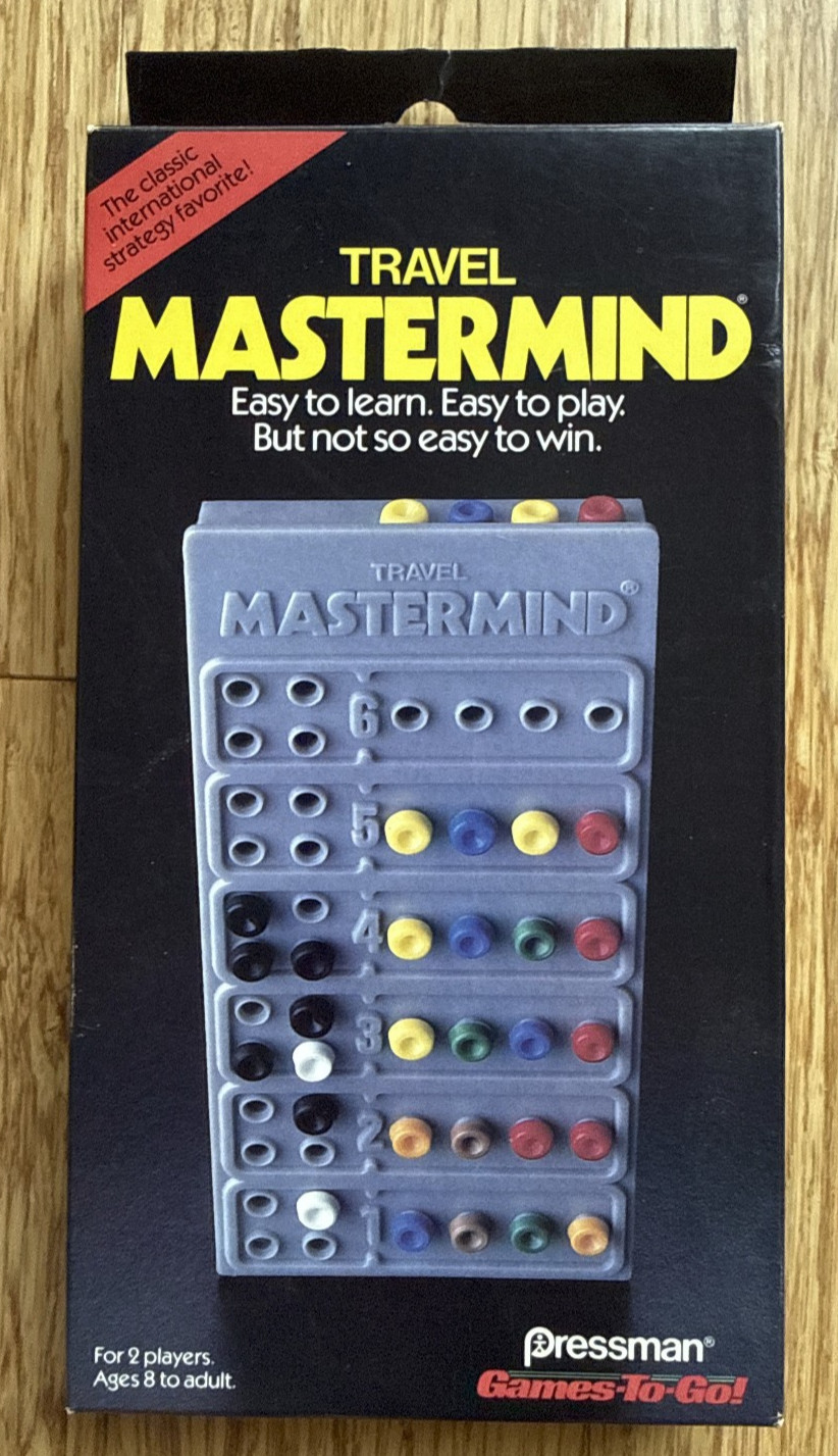 Travel Mastermind Vintage 1988 Pressman Games-To-Go Complete Puzzle Game