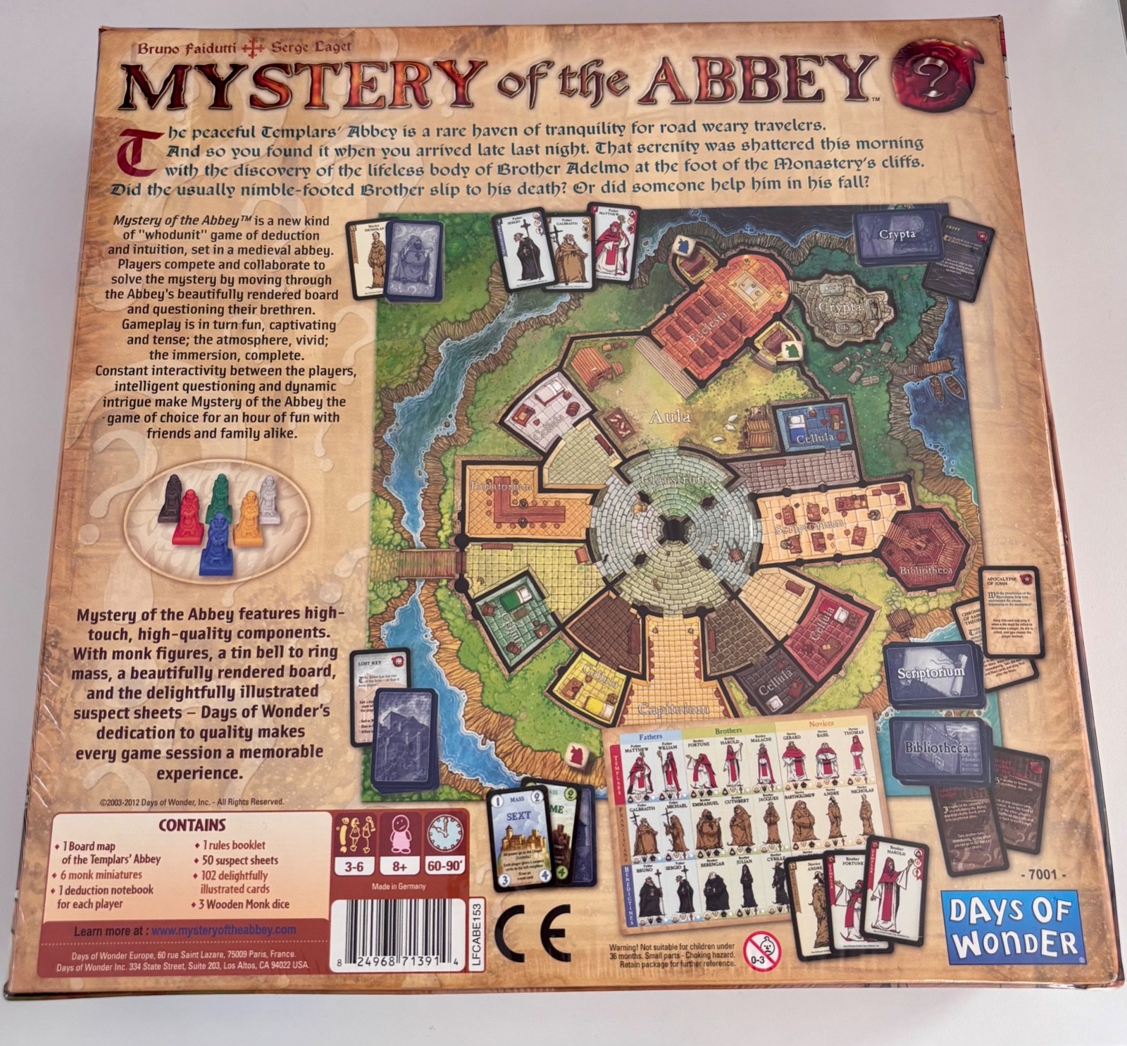 Mystery At The Abbey Board Game Award Winner 2003 Days Of Wonder Complete