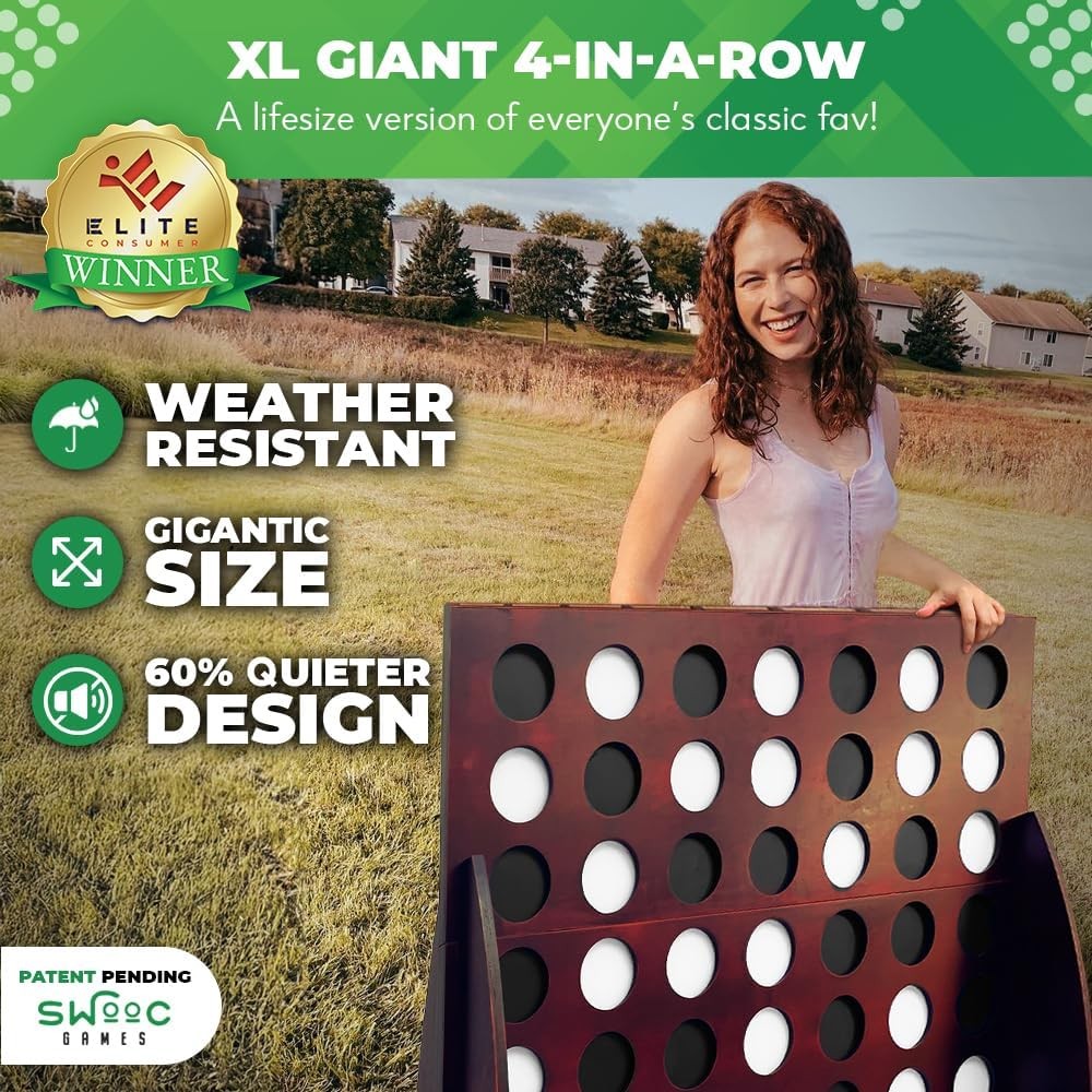 Giant 4 in A Row Swooc XL 4x3ft Quiet Outdoor Lawn Game