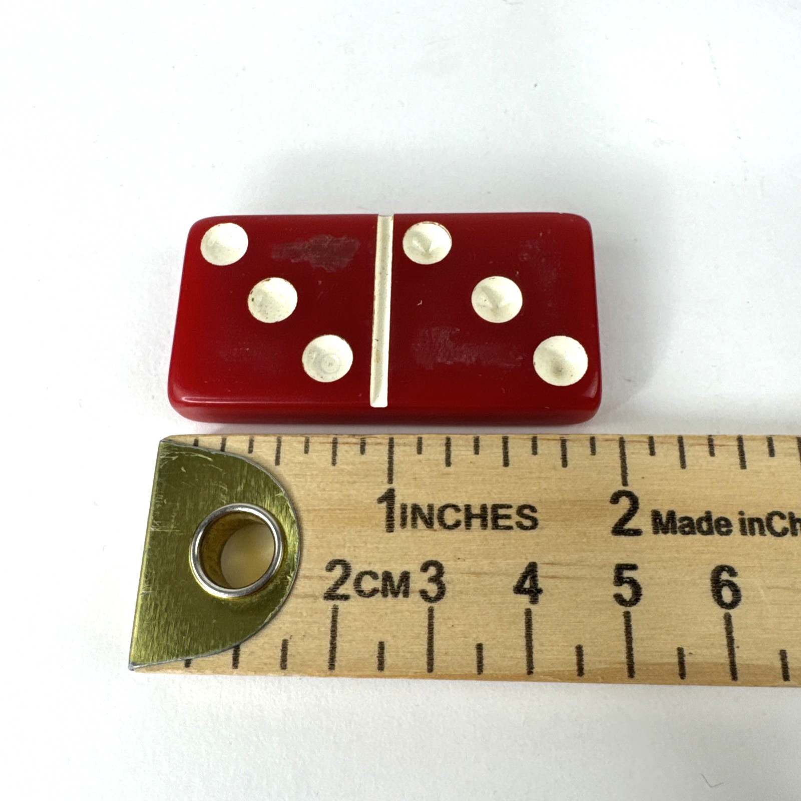 Vintage MCM PUREMCO #616 Standard Size Marblelike RED DOMINOES 2″ Tile GAME Box