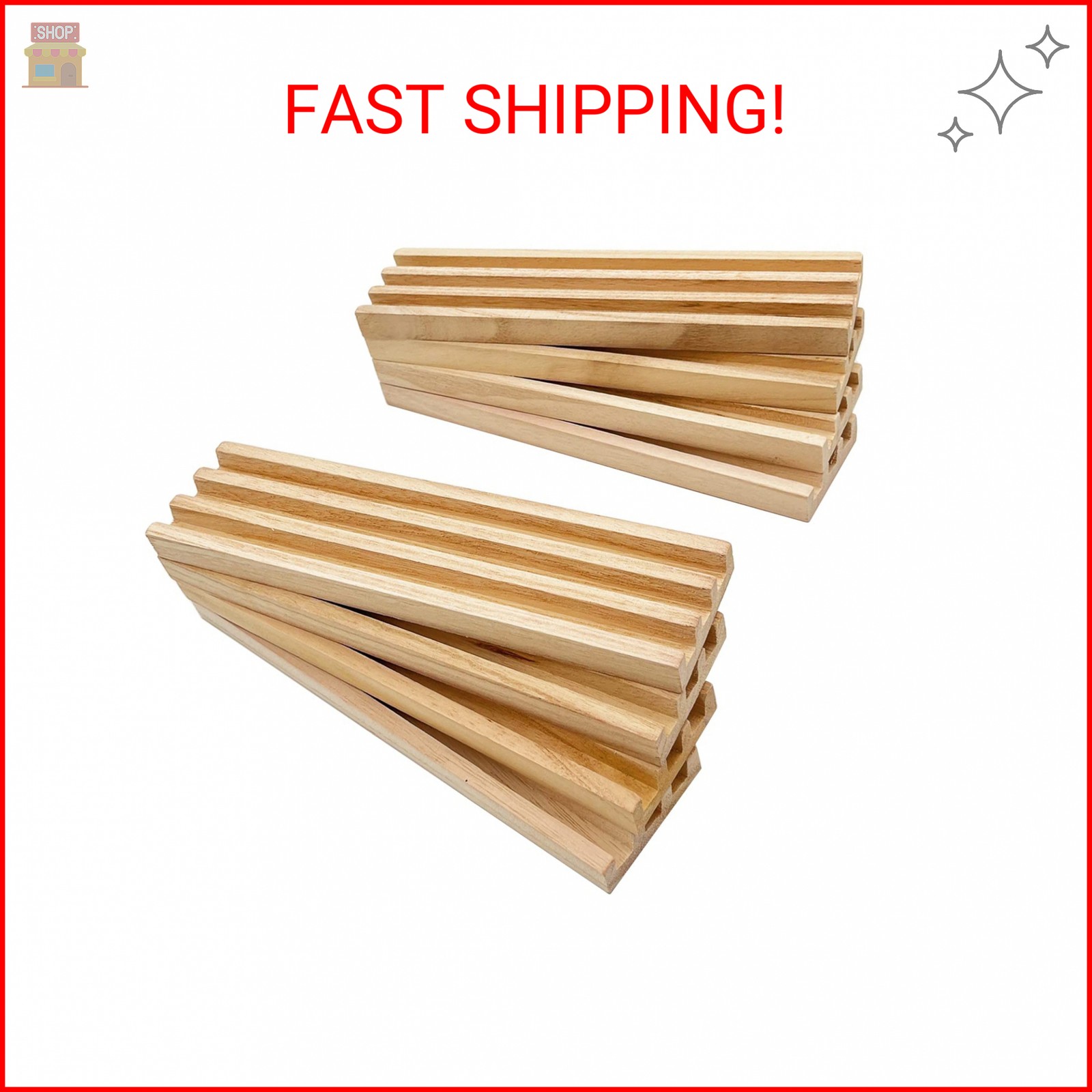 SUTIMSHE Wooden Domino Racks/Trays Set of 8 Natural Domino Trays Holders Organiz