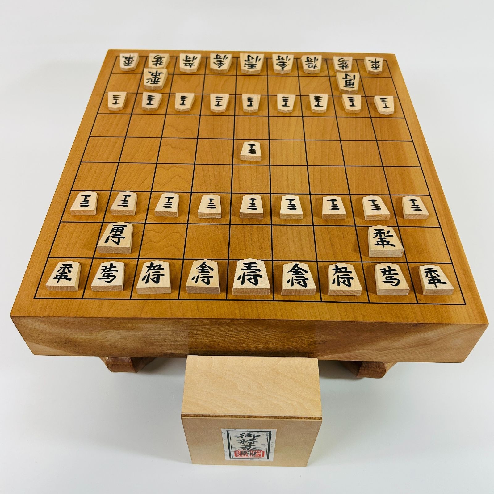 Natural Wood Black Carved Shogi Playable Set