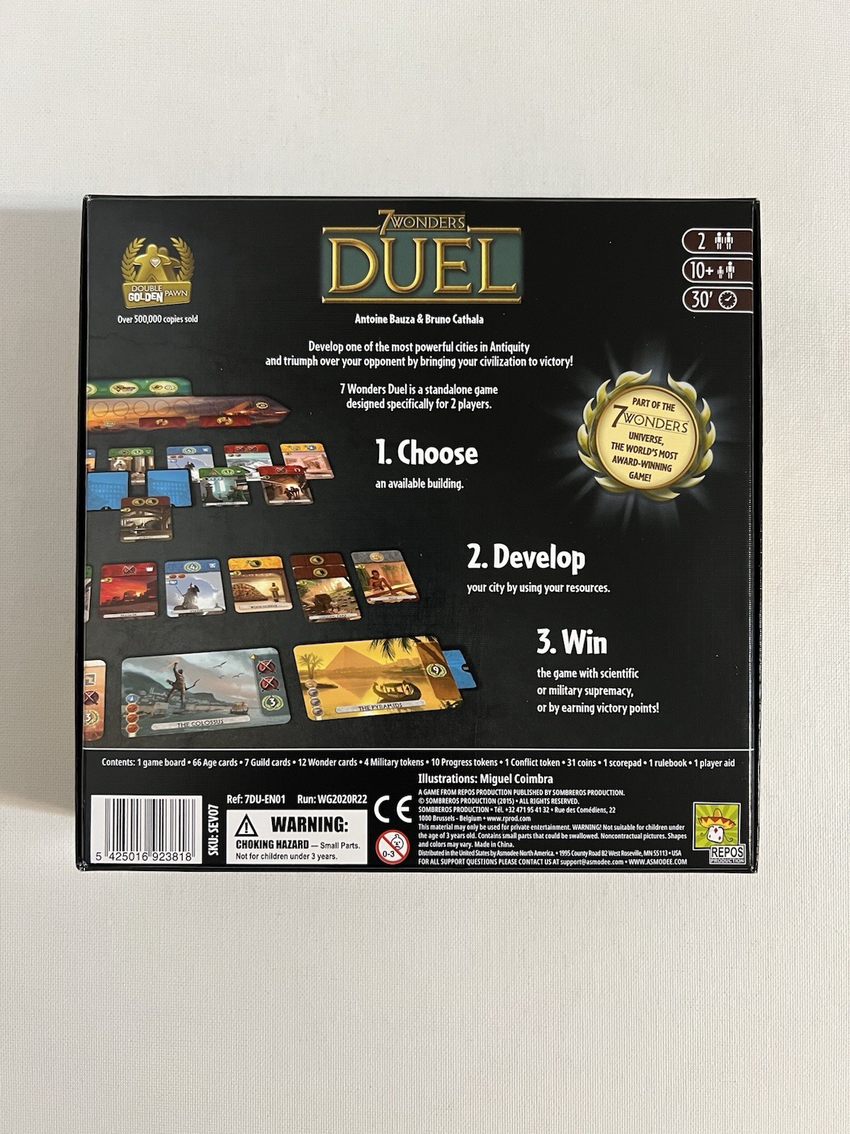 Barely Used 2Player Board Game Lot Sail 7 Wonders Duel Curious Cargo Onirim Doom