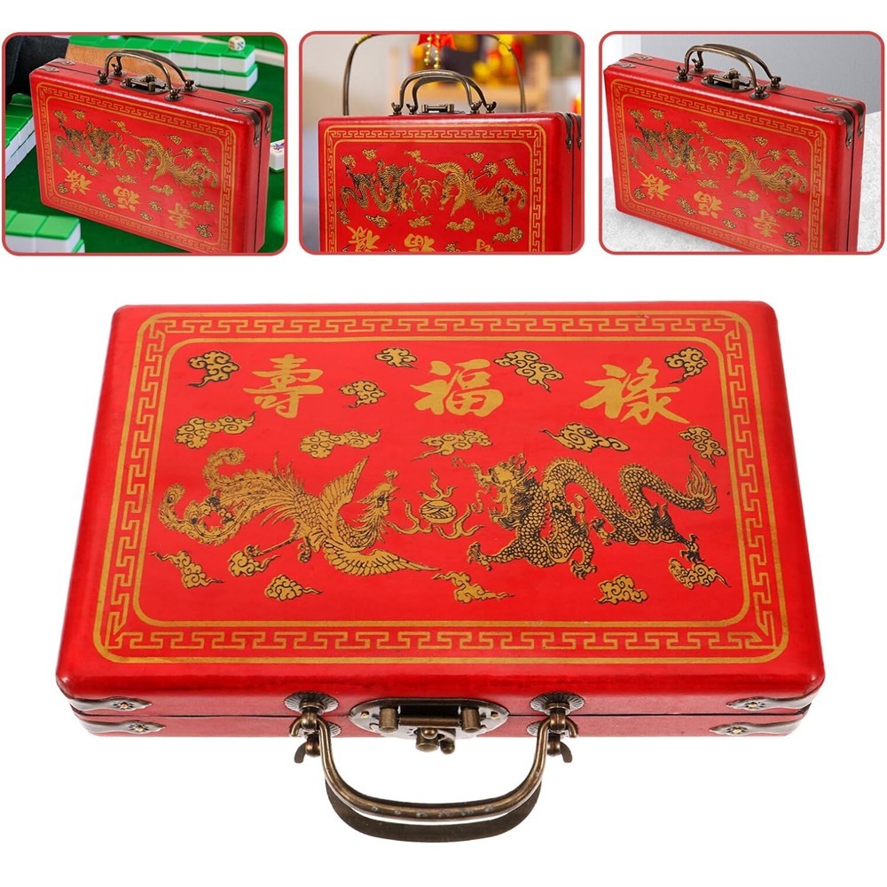 Vintage Chinese Mahjong Set Traditional 144 Tiles Mah-Jong Game Set w/ Case Box