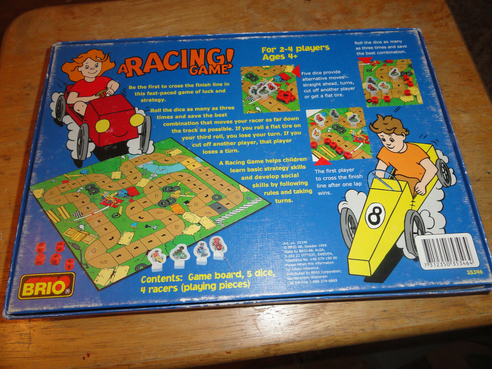 Rare – BRIO 1999 Made in Sweden – A RACING! GAME Board Game – COMPLETE