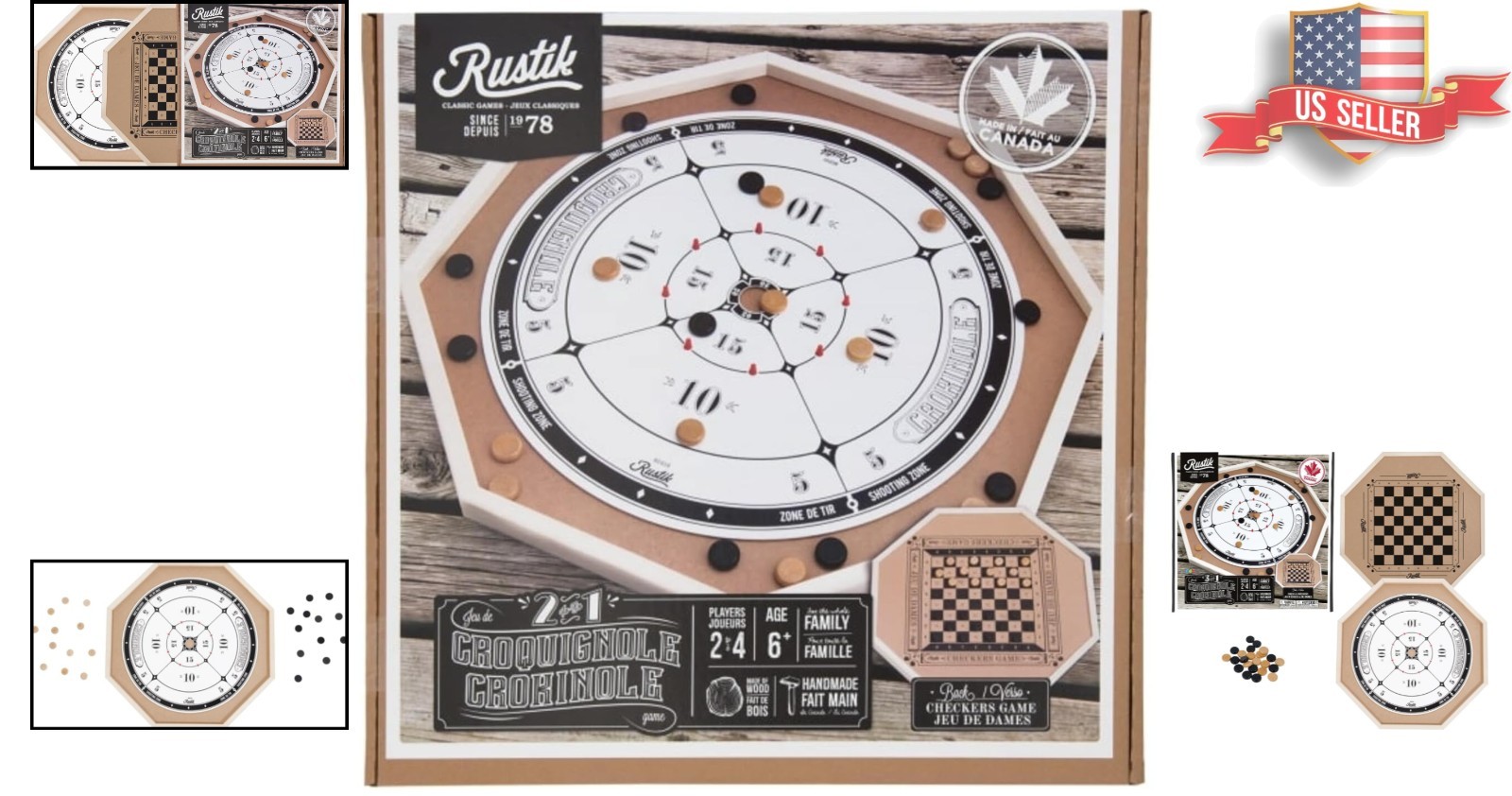 Educational Crokinole & Checkers Game: Foster Literacy & Strategic Thinking