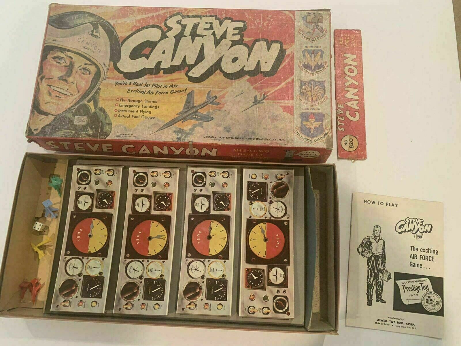 2 Vintage Steve Canyon Board Game Incomplete 1959 Lowell Toy MFG.