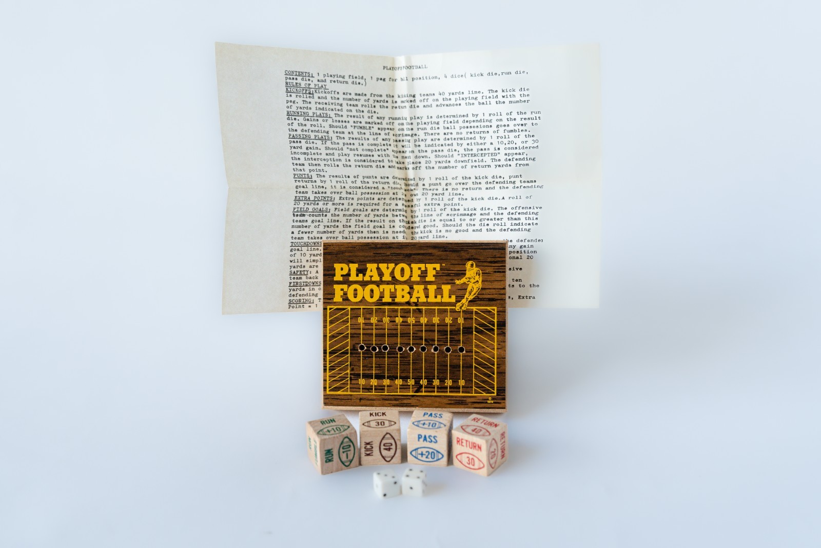 Vintage Wooden Playoff Football Dice, Board Game by Crestline Mfg