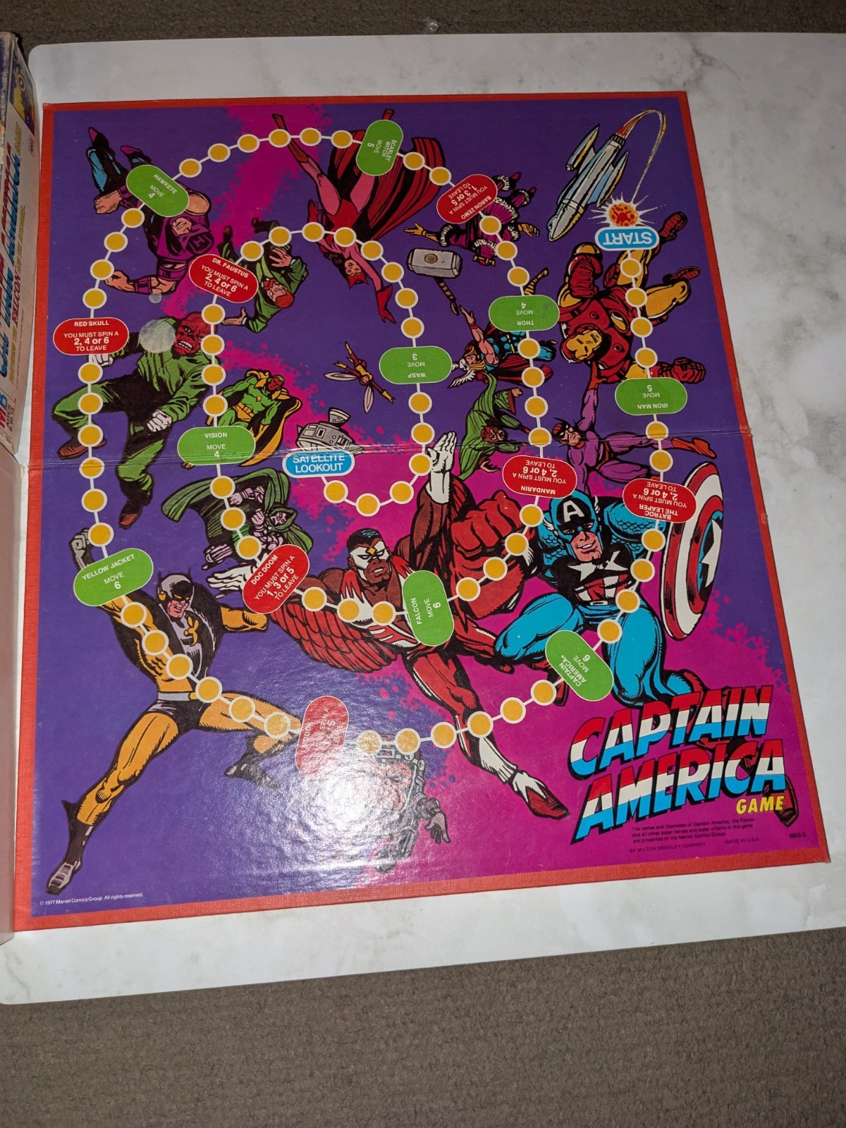 Captain America Board Game Vintage 1977 Milton Bradley Falcon Avengers Marvel