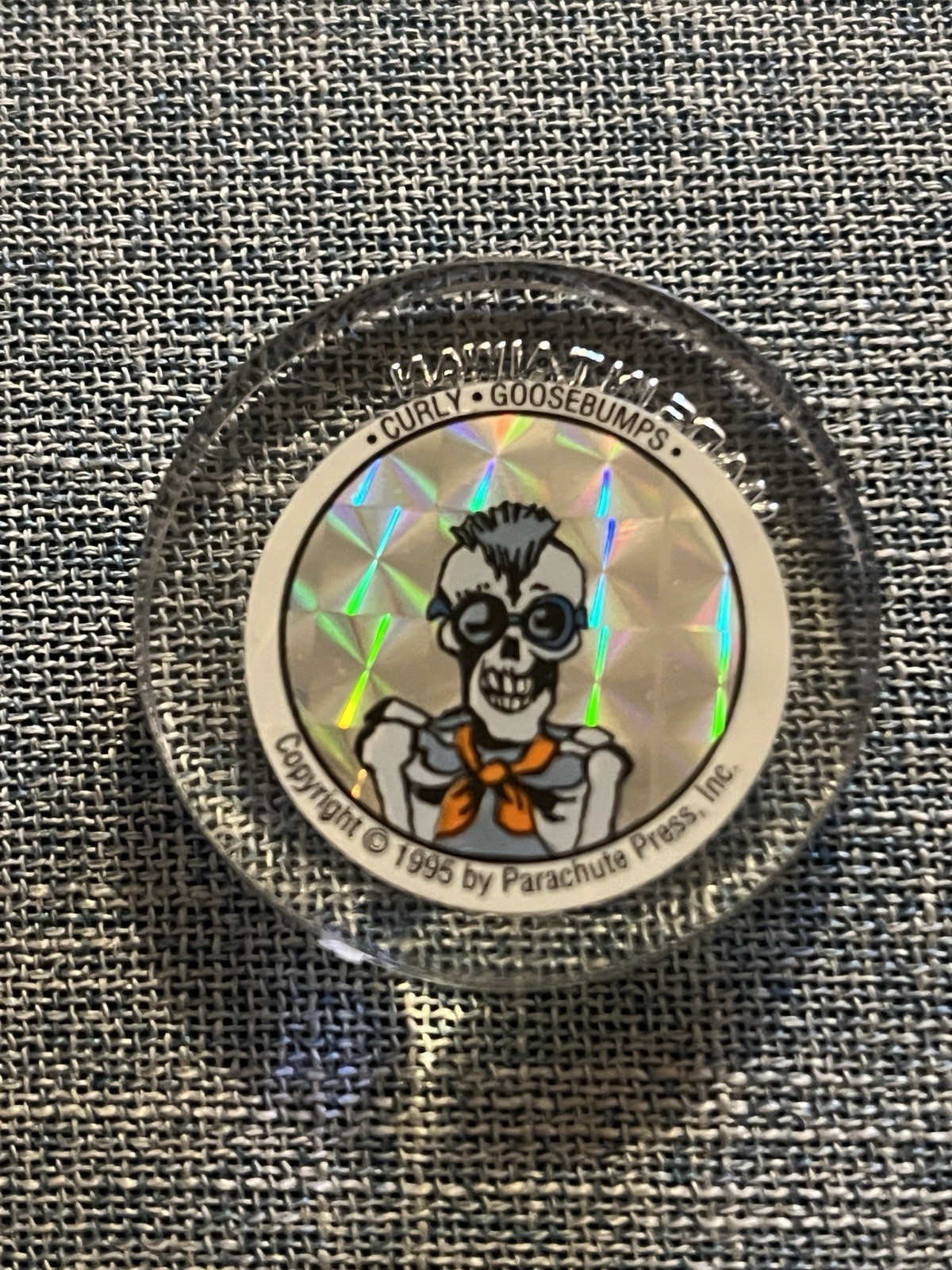 Vintage 1995 Goosebumps Curly Hologram POG Slammer Lot with Gotcha Storage Case