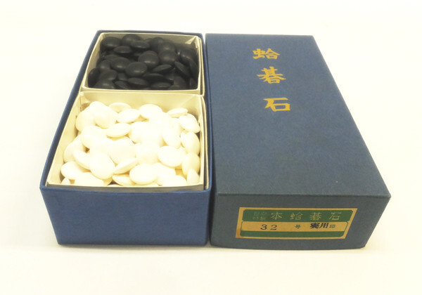 Japanese Igo Go-Stone 碁石 Natural Clamshell & Nachiguro & Go-Board 碁盤 from Japan