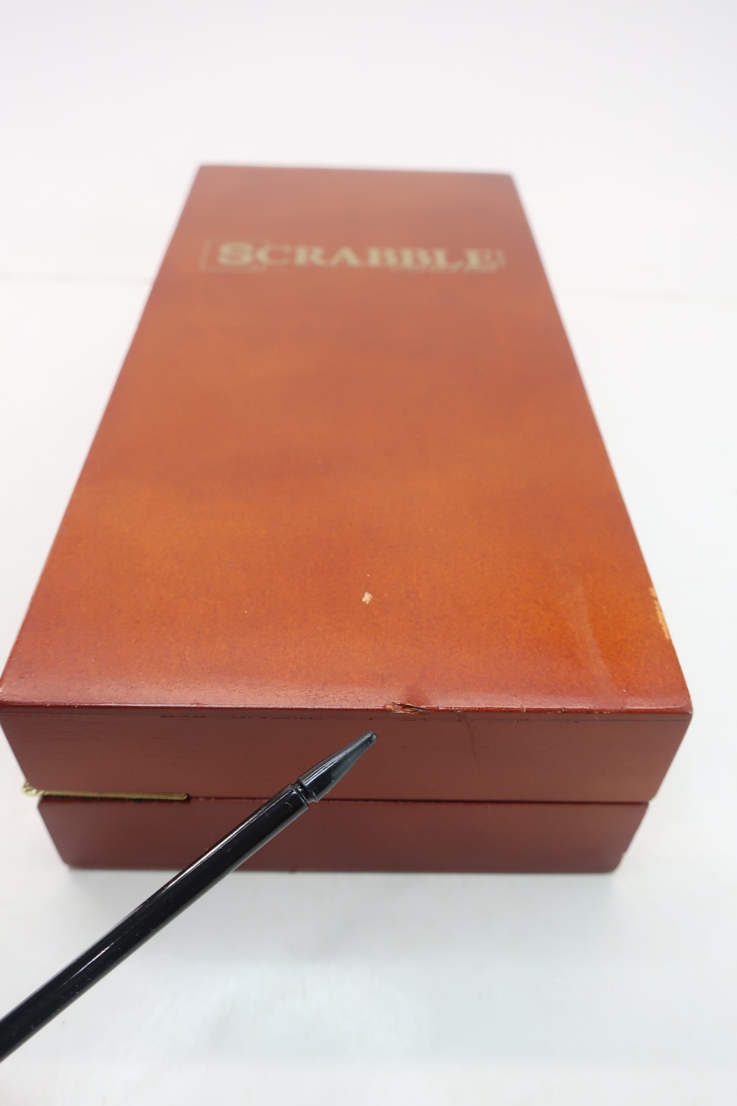 WS Game Company Scrabble Deluxe Travel Edition Wooden Folding Case No Pencil