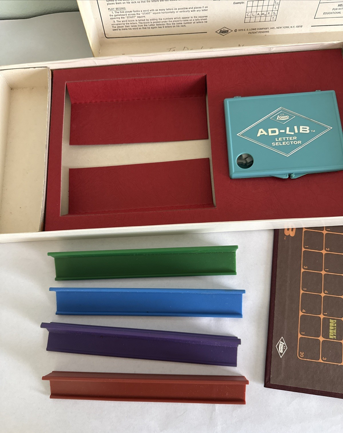 Vintage 1970 AD-LIB Crossword Board Game E.S. Lowe No. 940 – USED READ