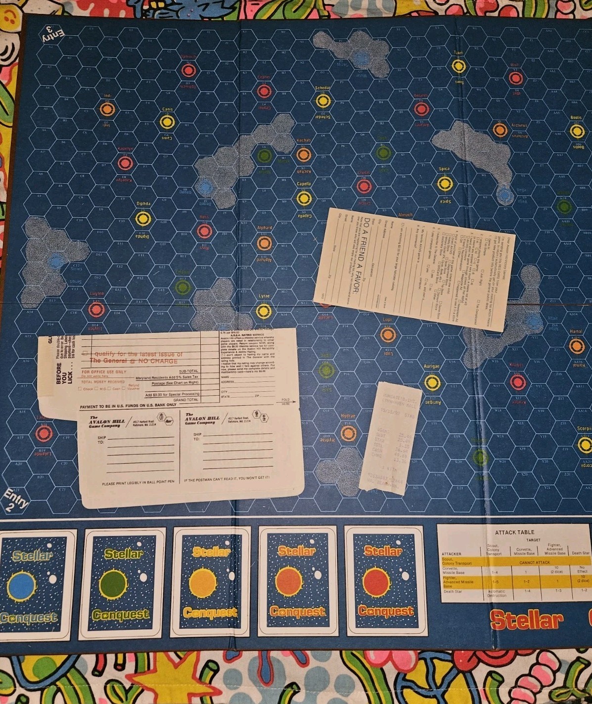 STELLAR CONQUEST Avalon Hill 1984 Board Game 100% Complete unpunched