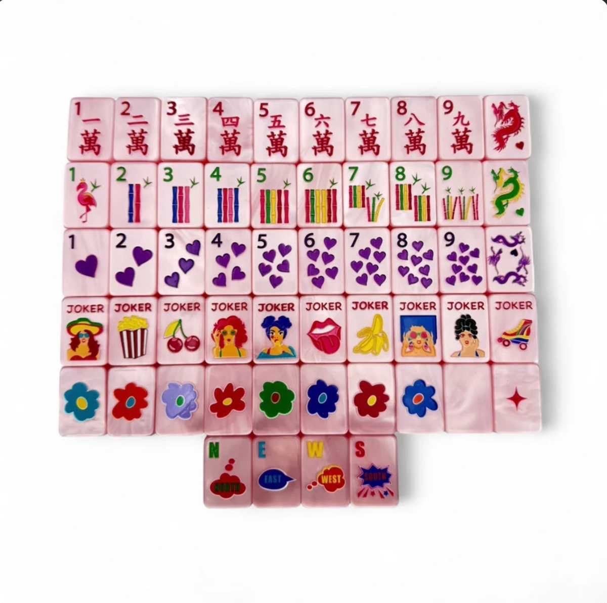 Pop Diva Themed Cotton Candy Pink Pearl Color American Mahjong Tiles