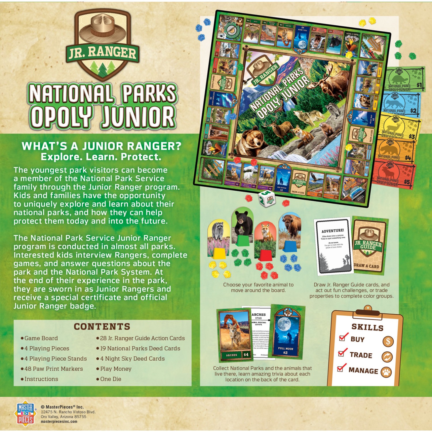 MasterPieces – Jr. Ranger Opoly Junior – National Parks Board Game for Kids