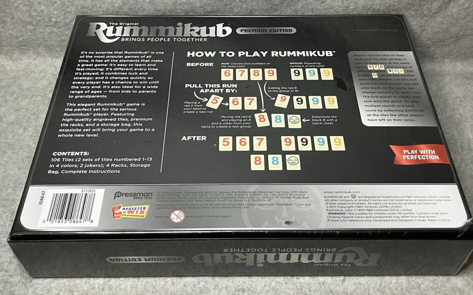 NEW The Original Rummikub Premium Edition Board Game Pressman Tiles Set Sealed