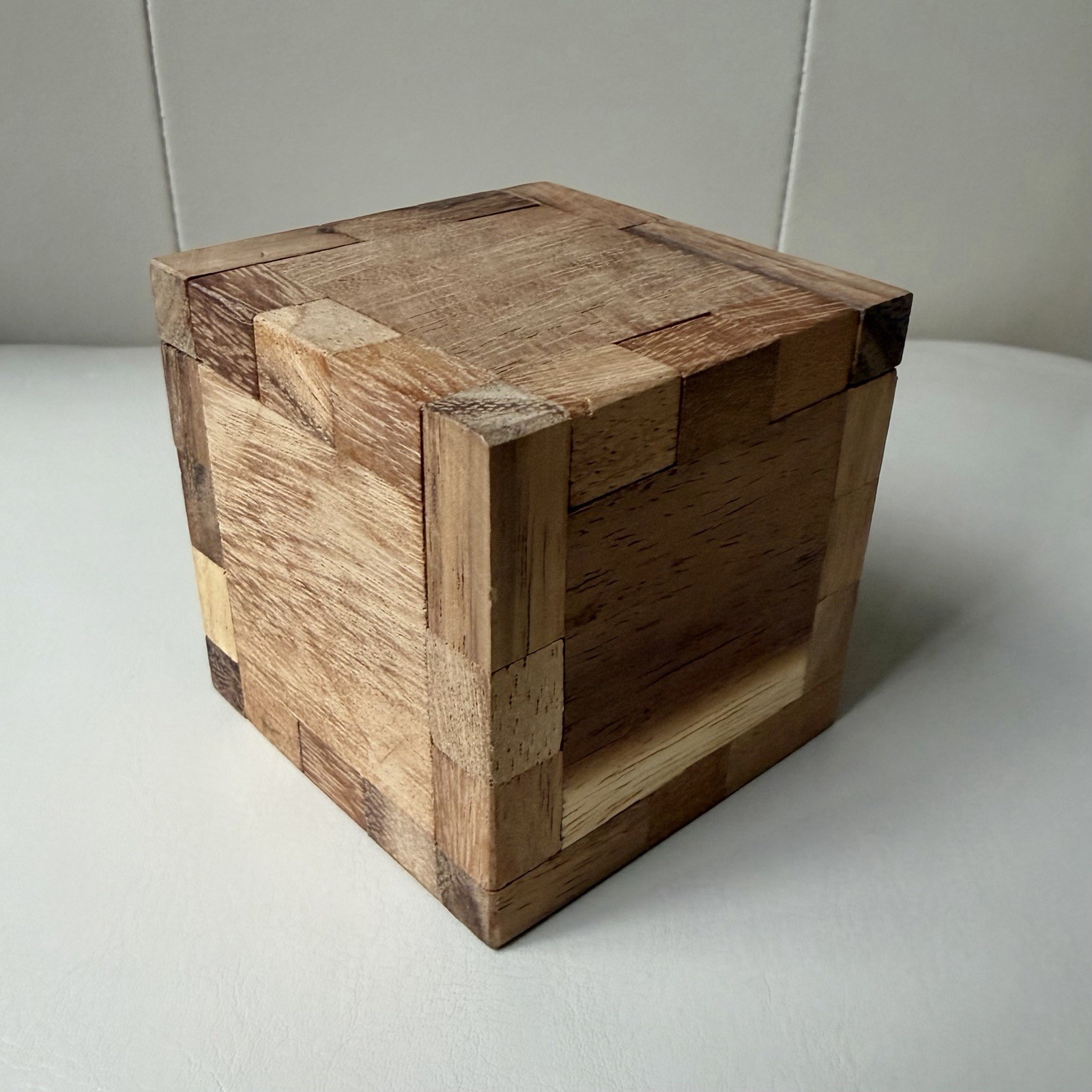 Pair of Wood Dice & Wooden Storage Box Unique Puzzle Box Multi Colored Dots